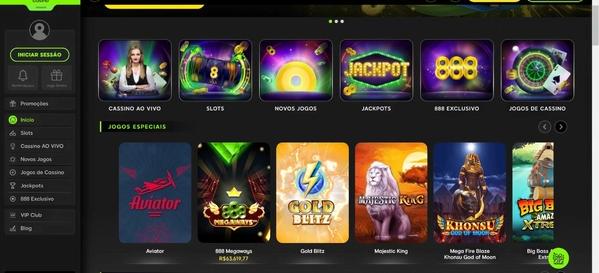 888 Casino desktop home