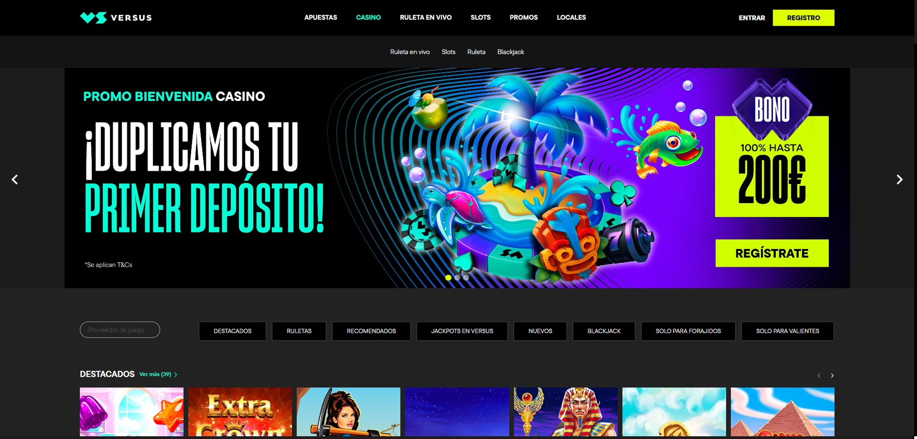 Versus Casino desktop screenshot 1