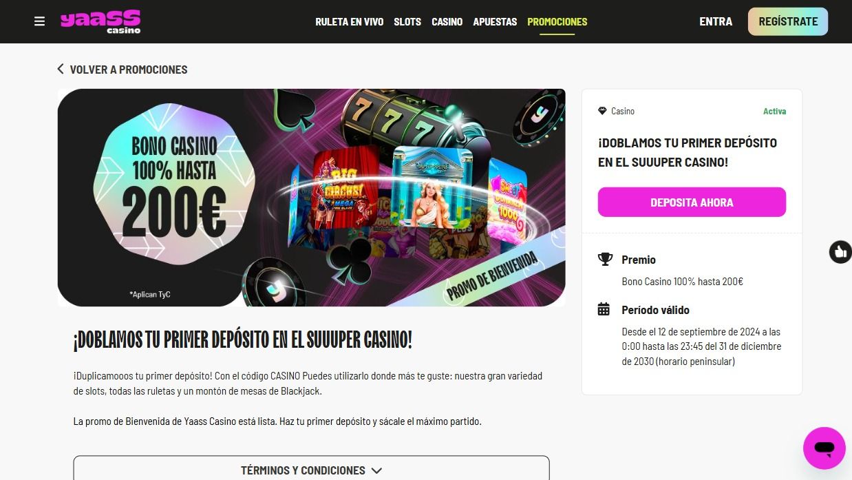 Yaass Casino desktop screenshot 2