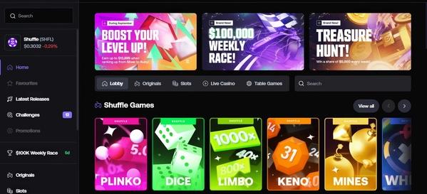 Shuffle Casino Home 
