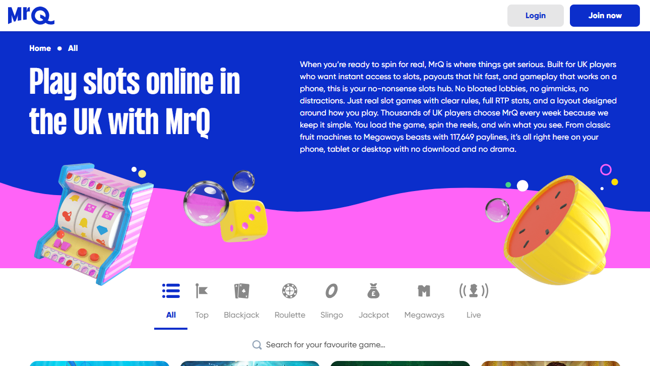 MrQ Casino desktop screenshot 2