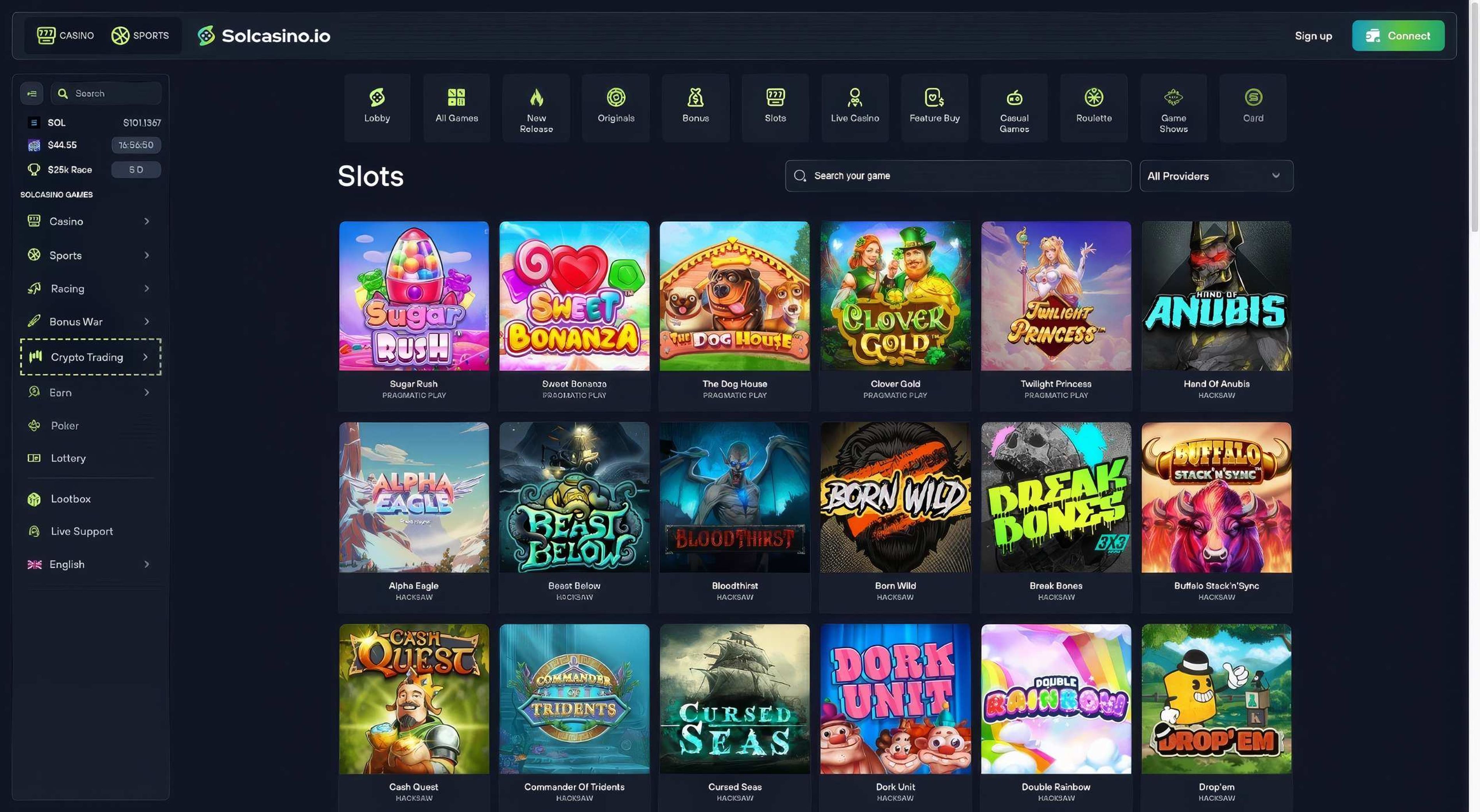 Solcasino.io desktop screenshot 2