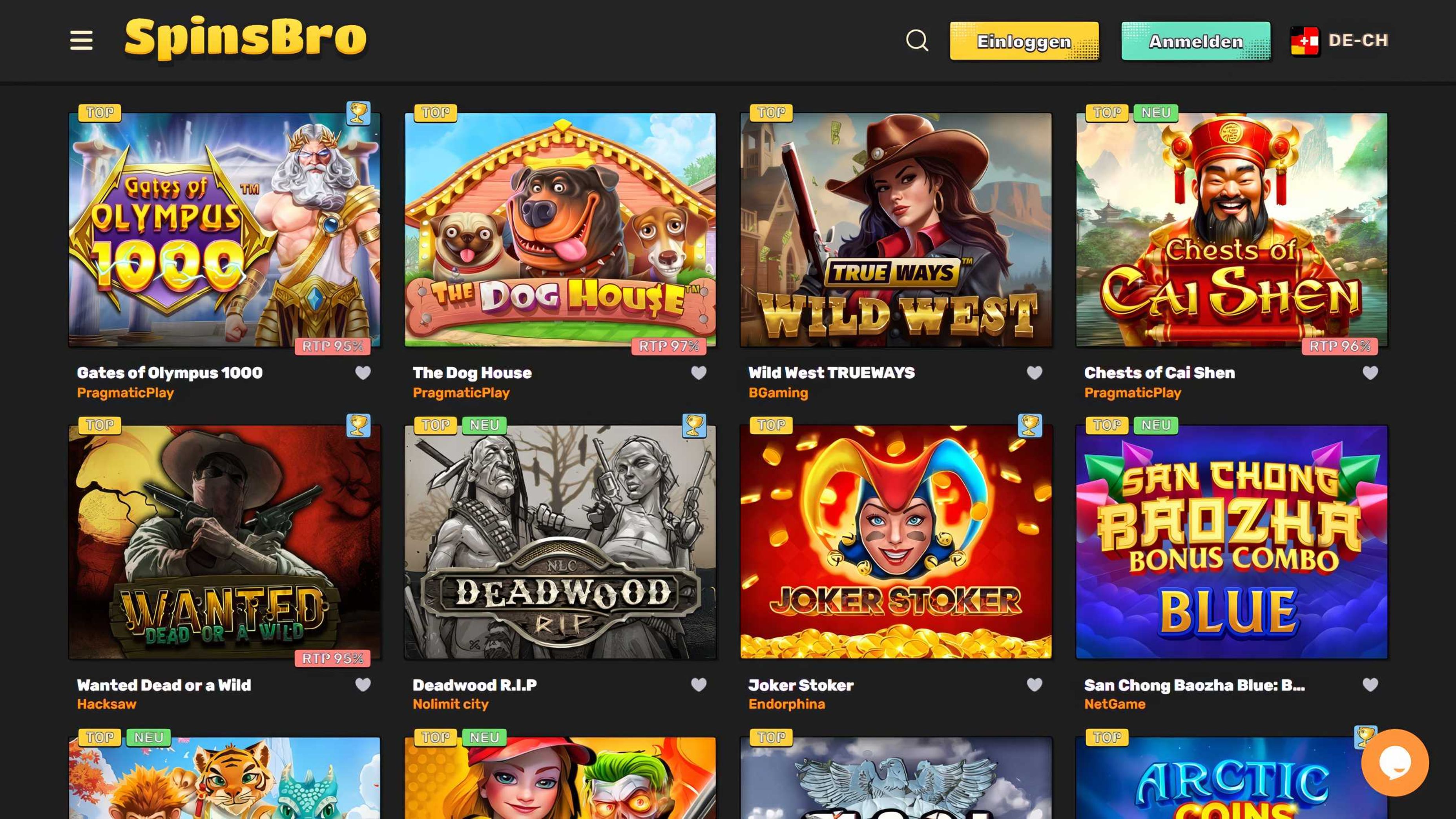 SpinsBro Casino desktop screenshot 2