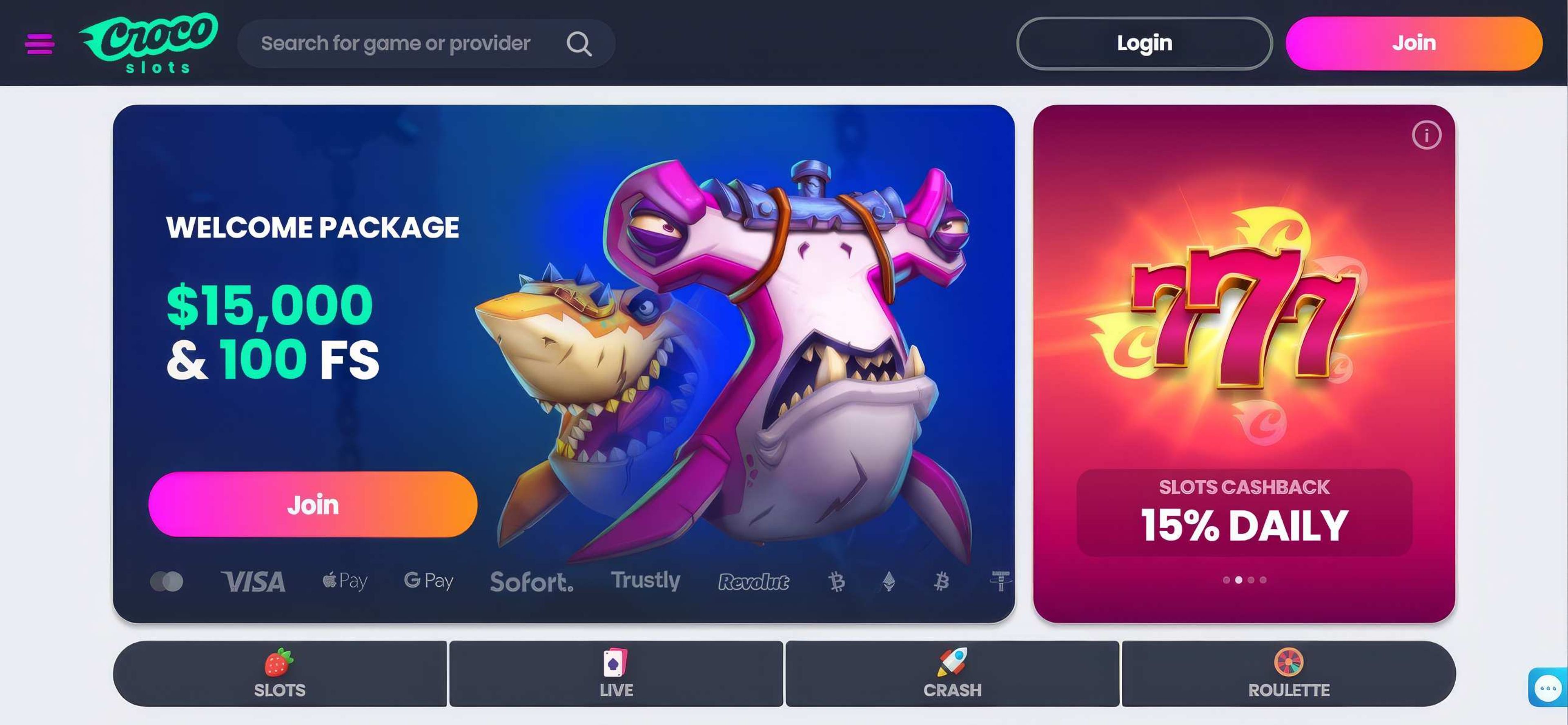 Crocoslots desktop screenshot 1