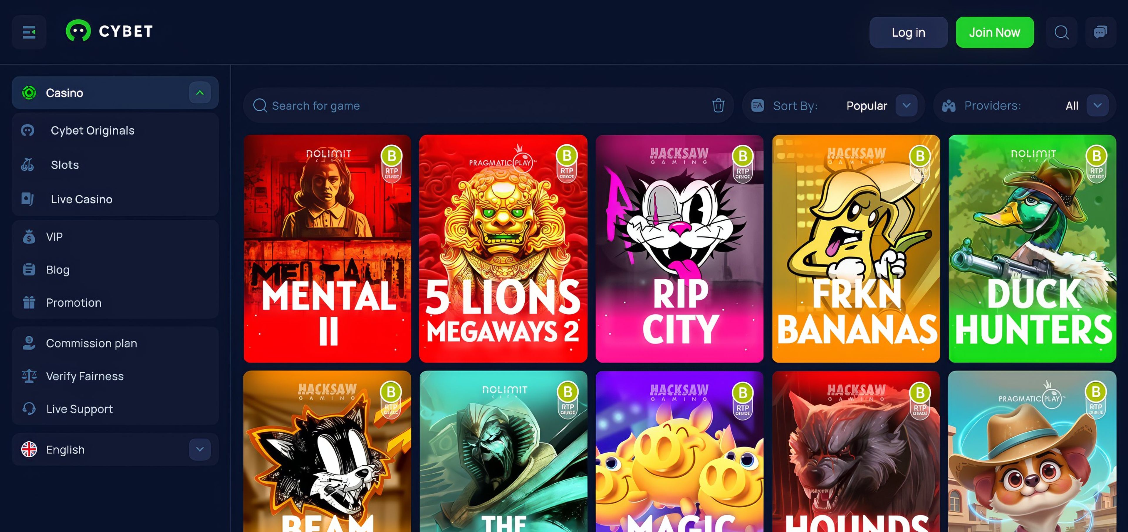 Cybet Casino desktop screenshot 2