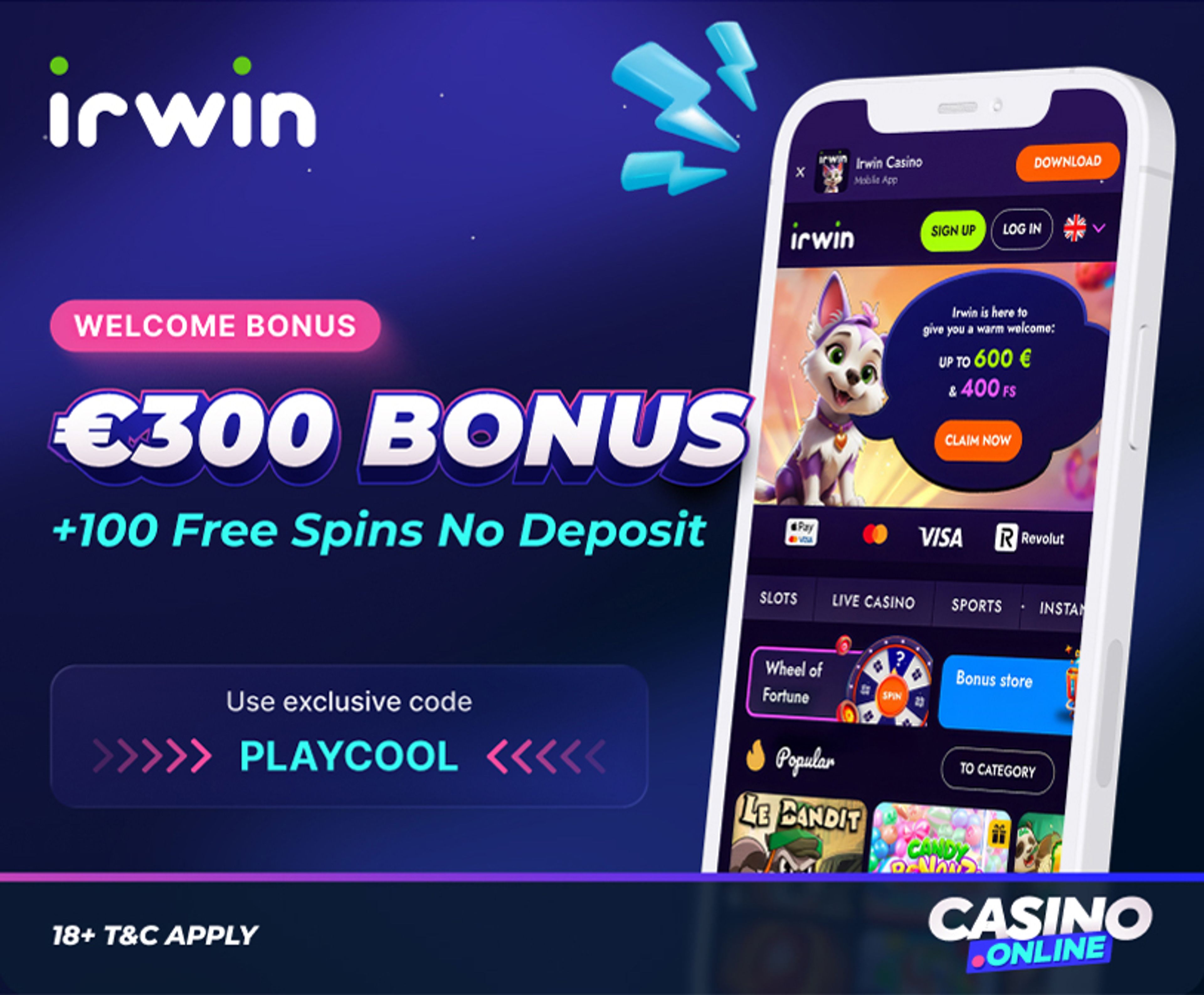irwin casino welcome bonus