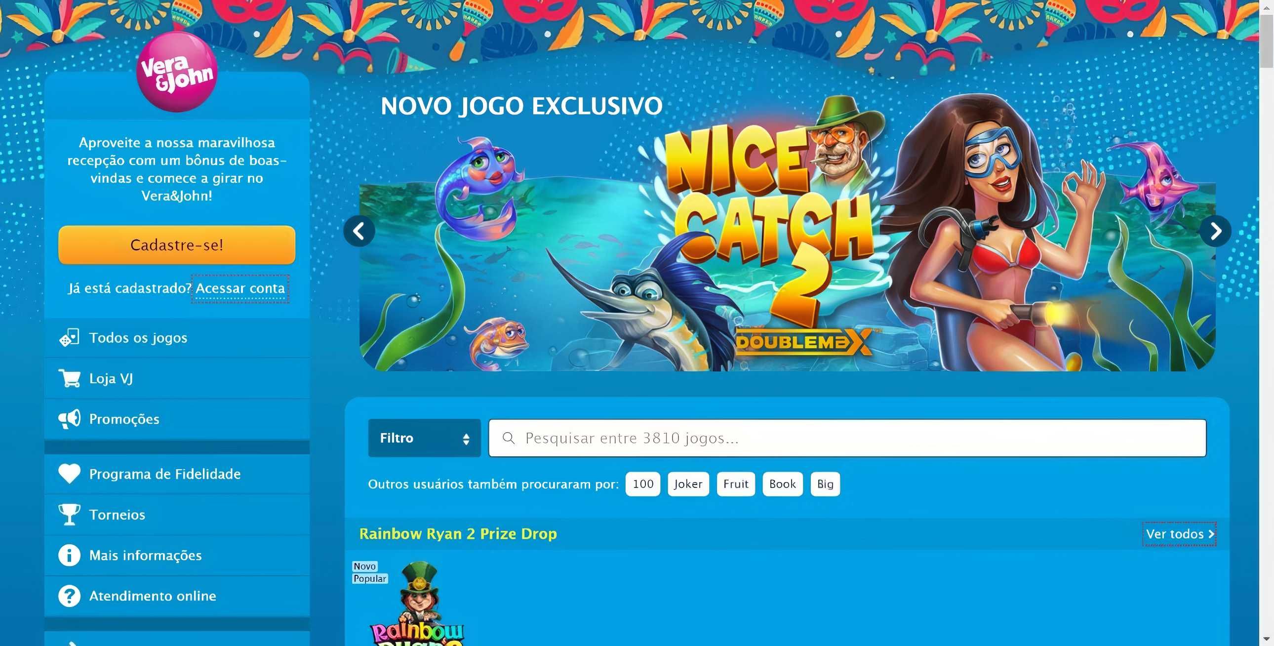 Vera and John Casino desktop screenshot 1