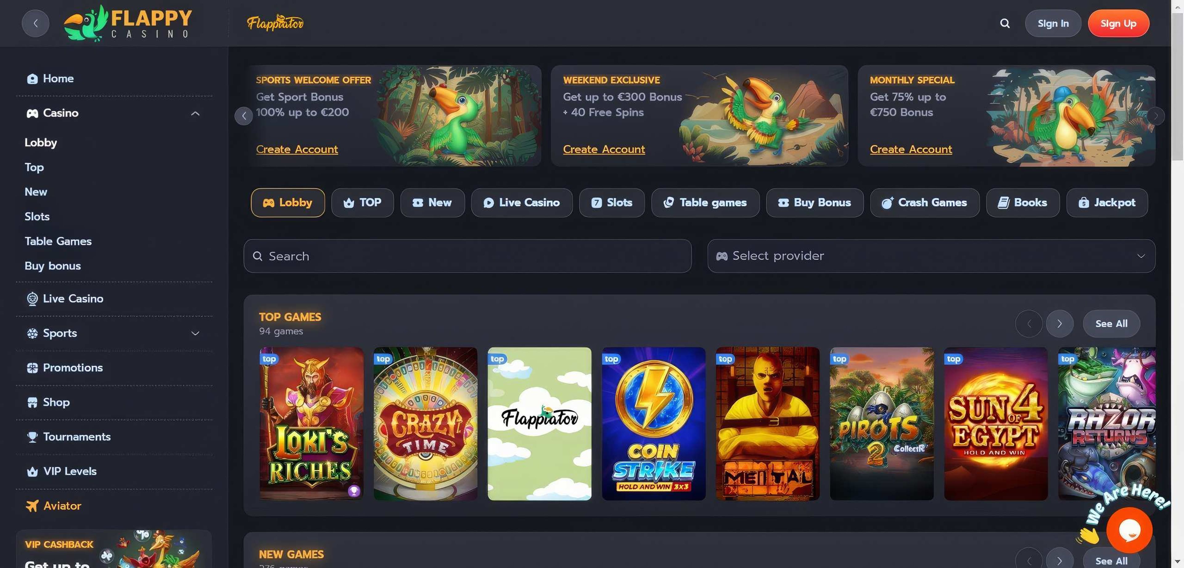 Flappy Casino desktop screenshot 1