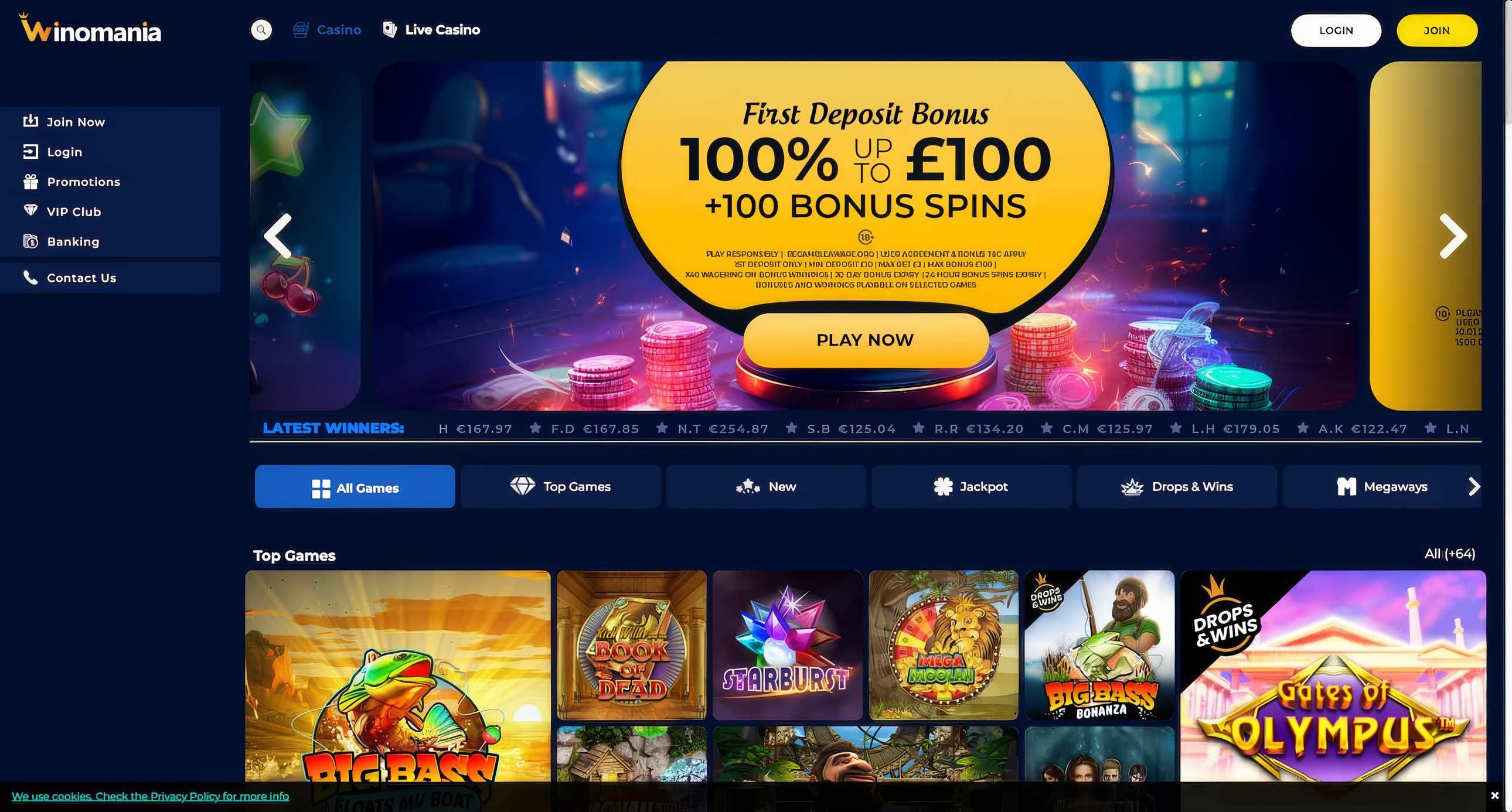 WinOMania Casino desktop screenshot 1
