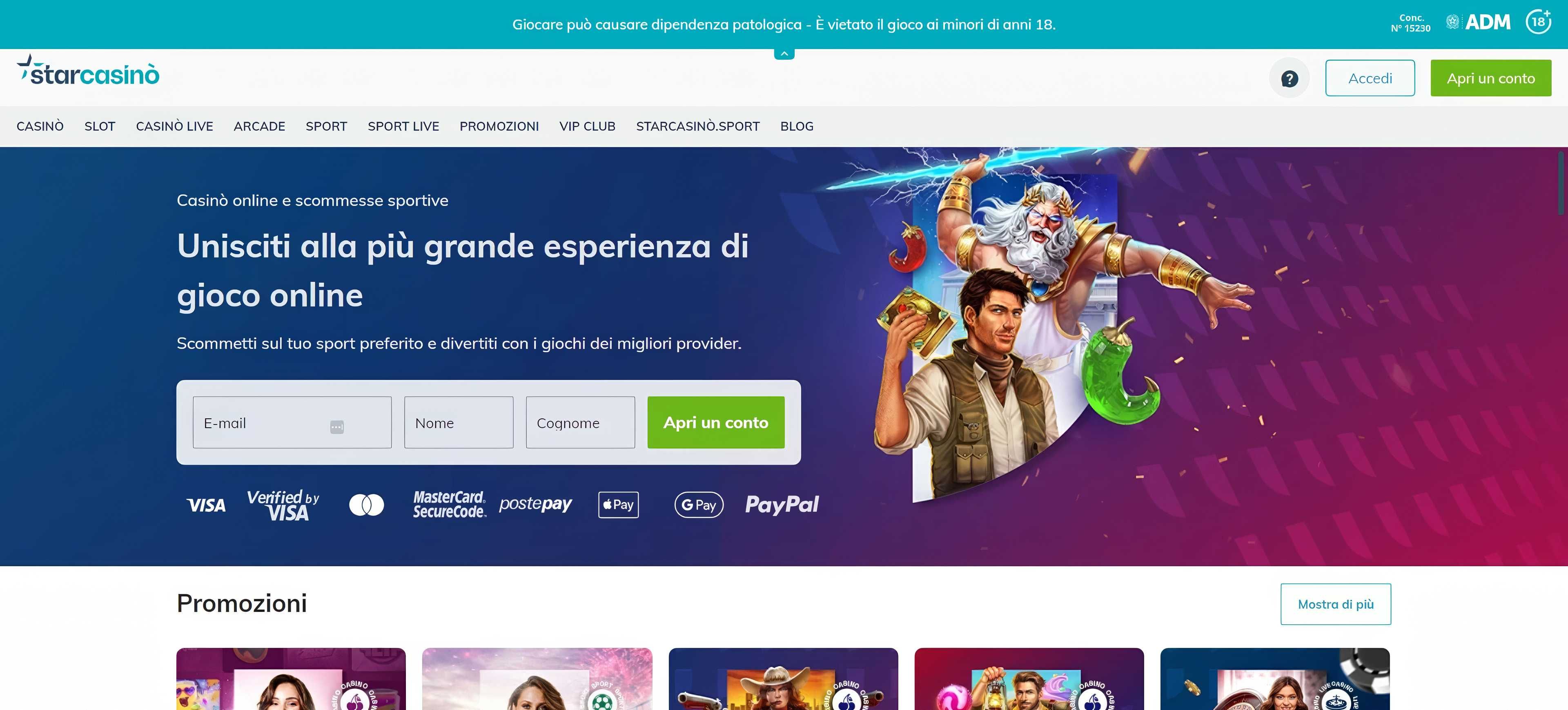 Starcasino.it desktop screenshot 1