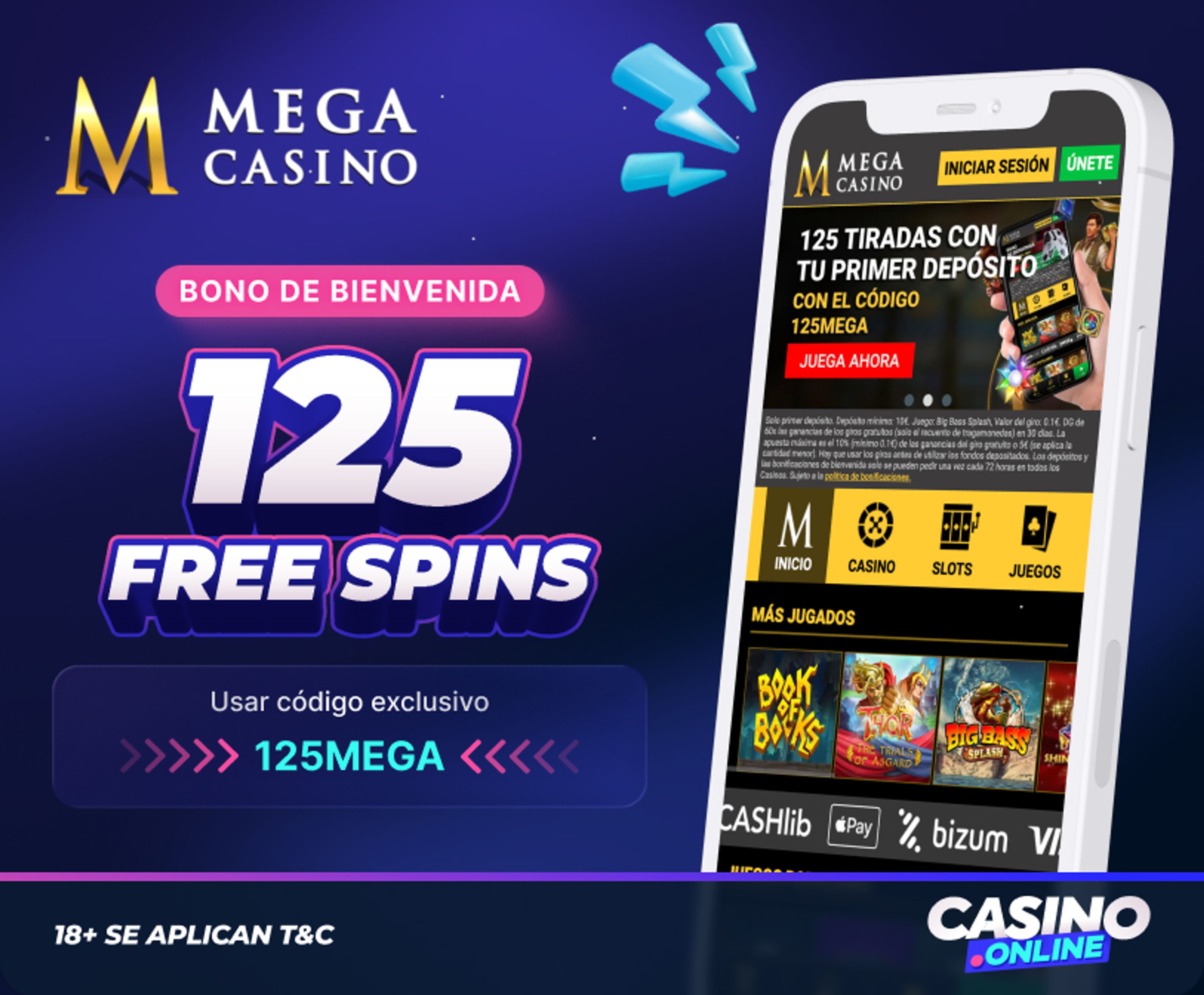 Bono de Bienvenida con giros de MegaCasino