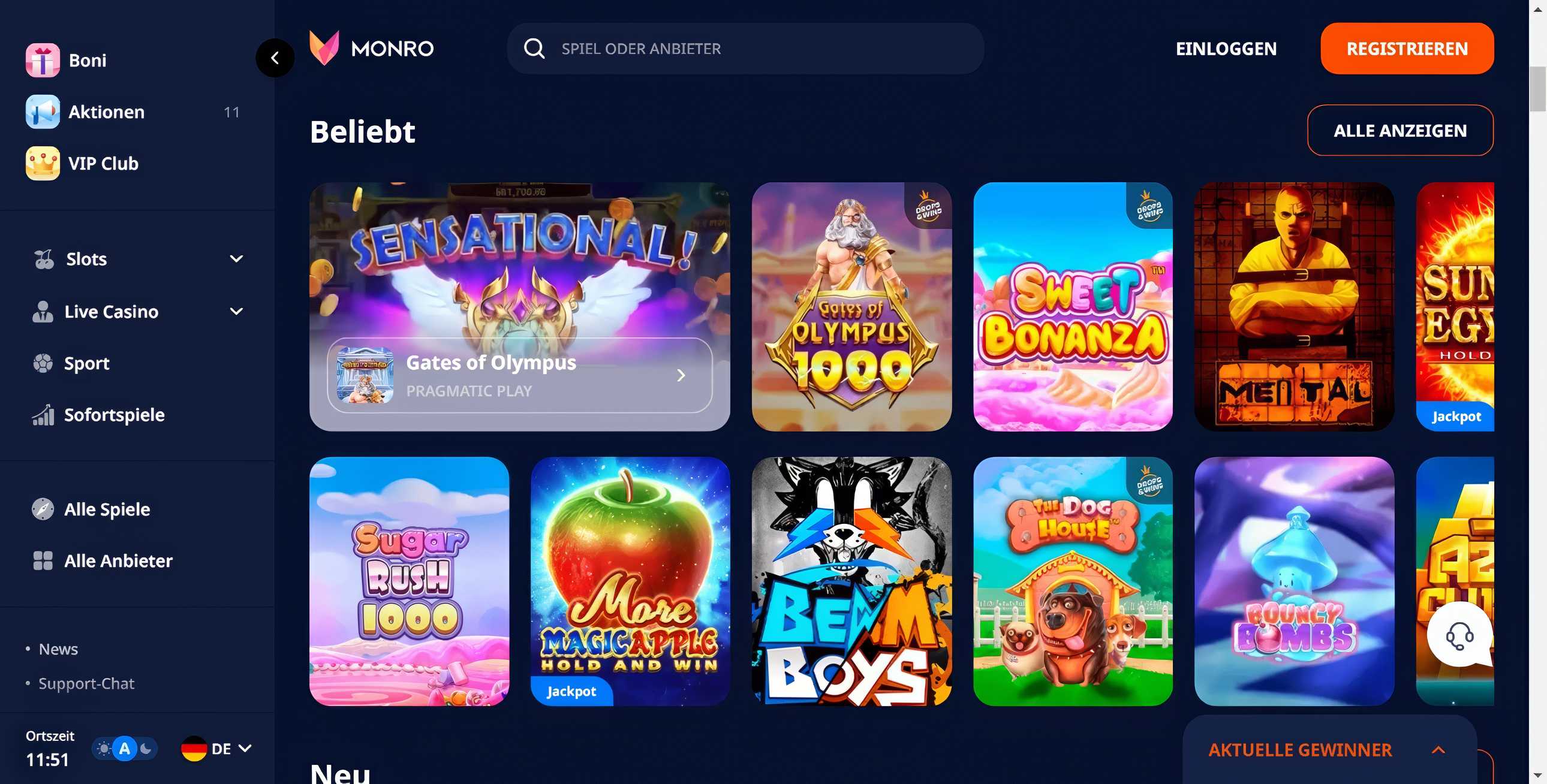 Monro Casino Desktop Slots