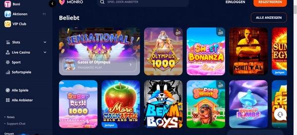 Monro Casino Desktop Slots