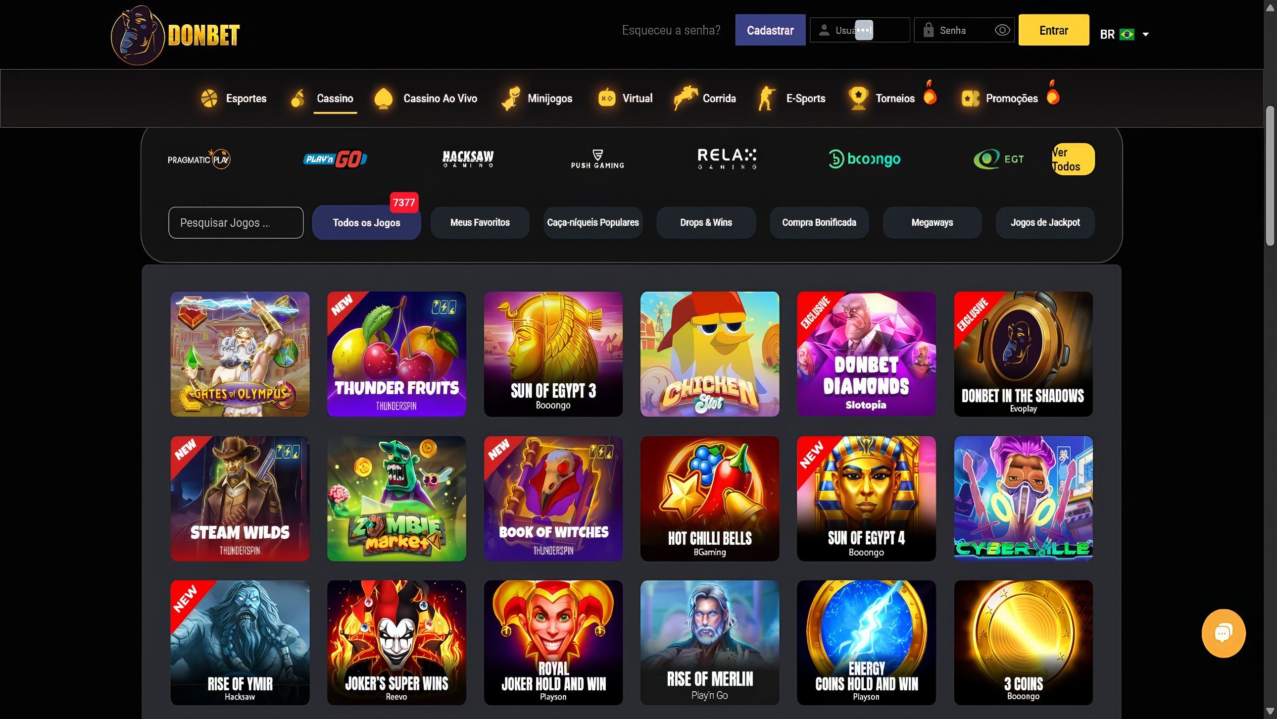 donbet homepage slots