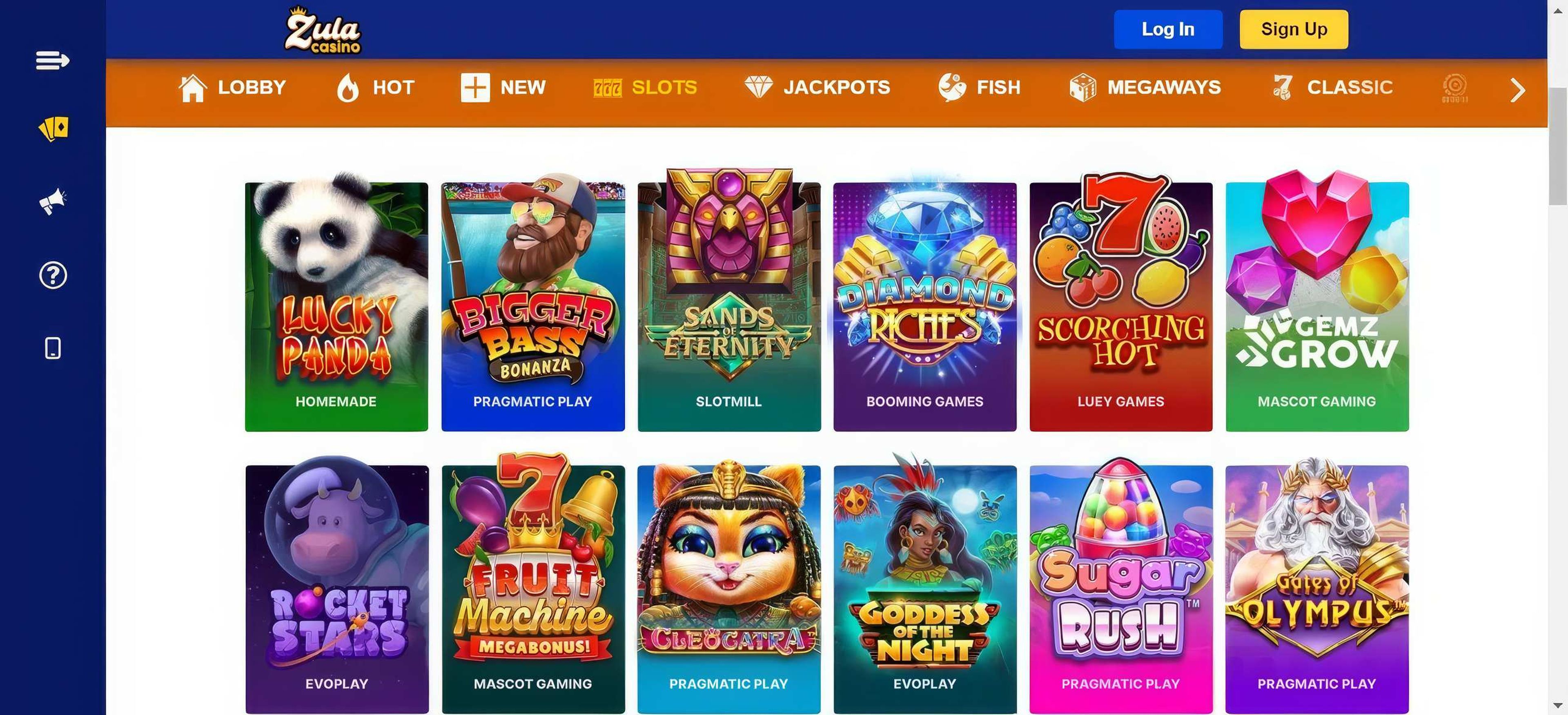 Zula Casino desktop screenshot 2