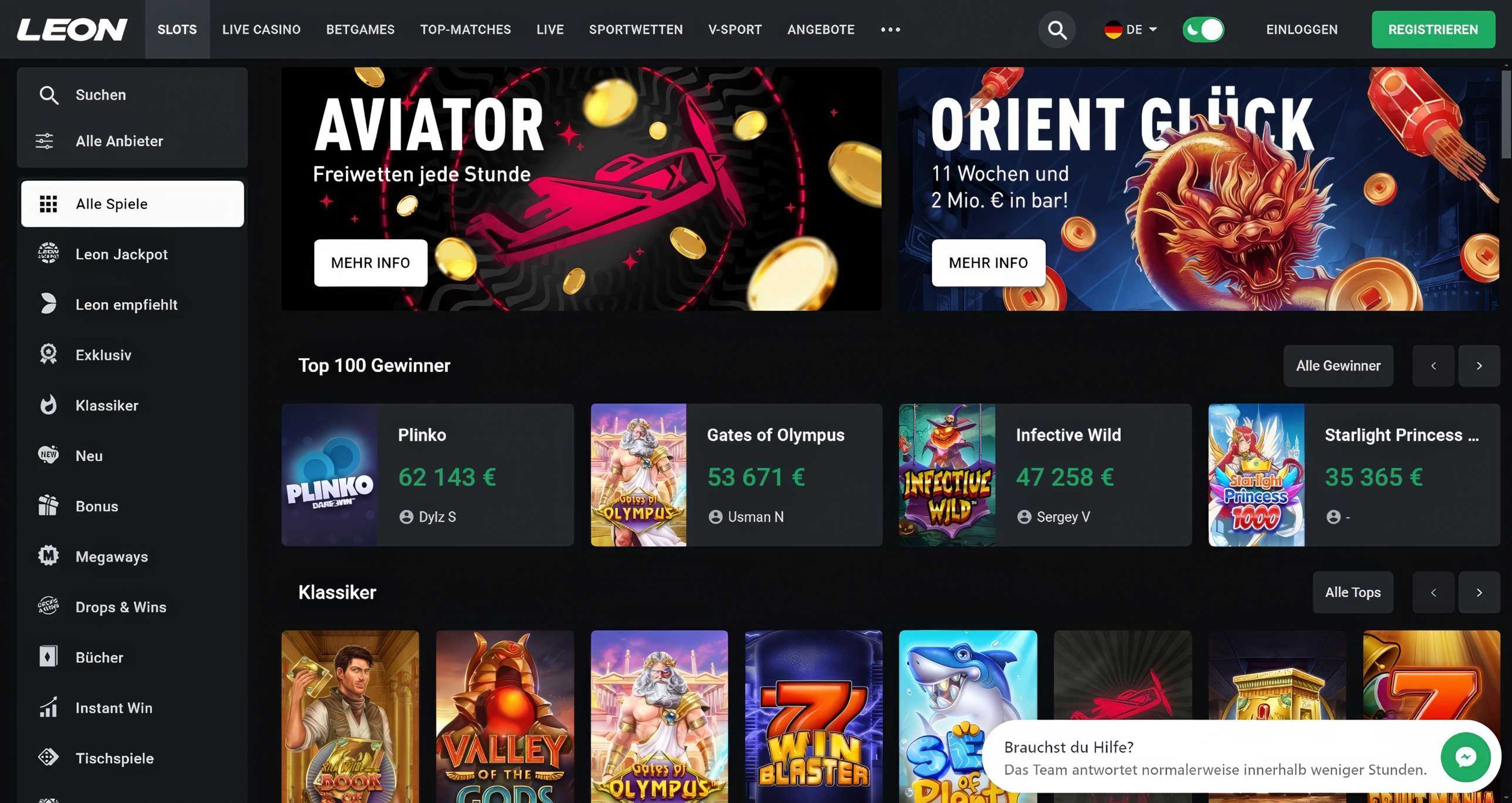 Leon casino desktop screenshot 1