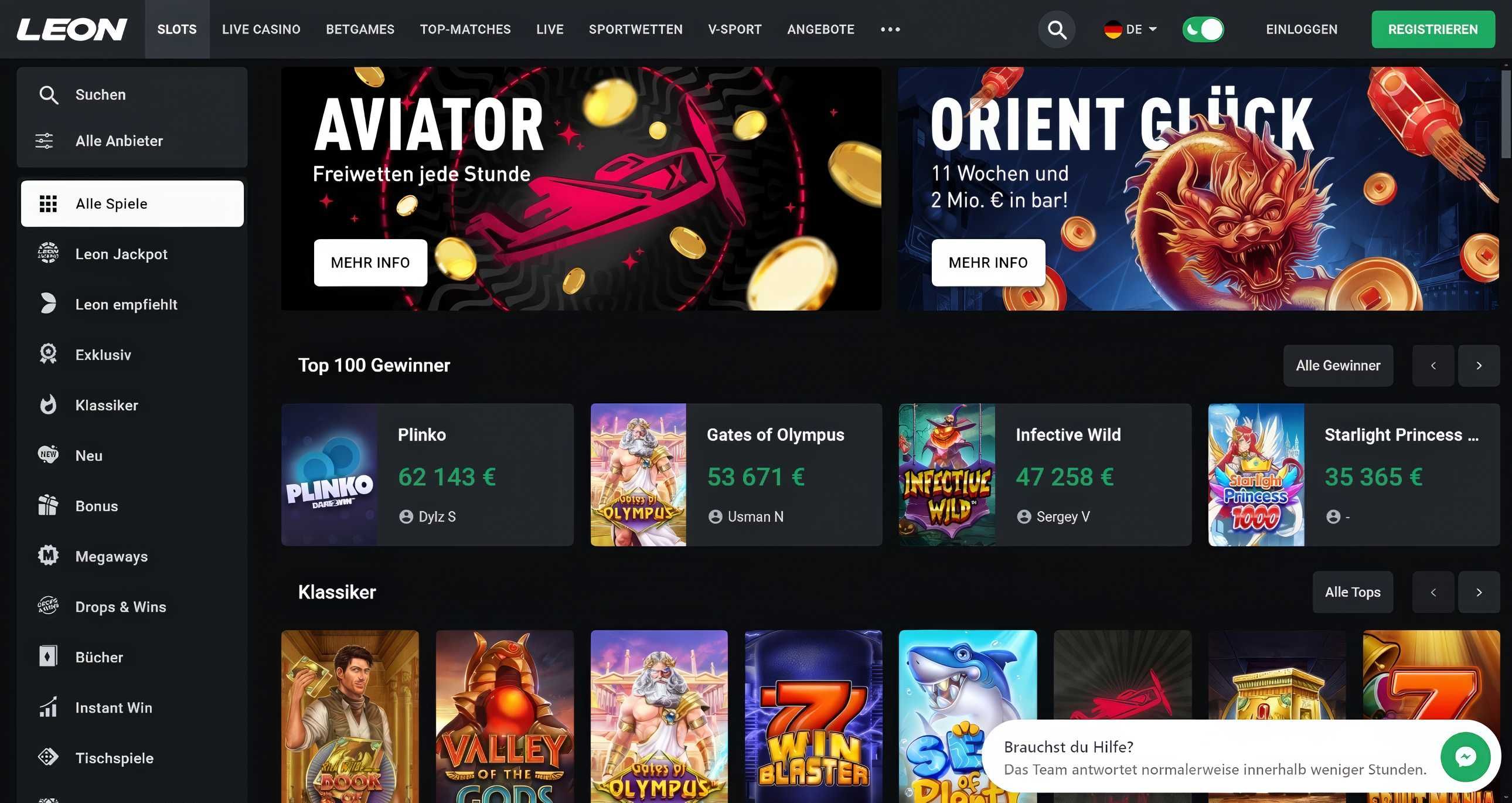 Leon casino desktop screenshot 1