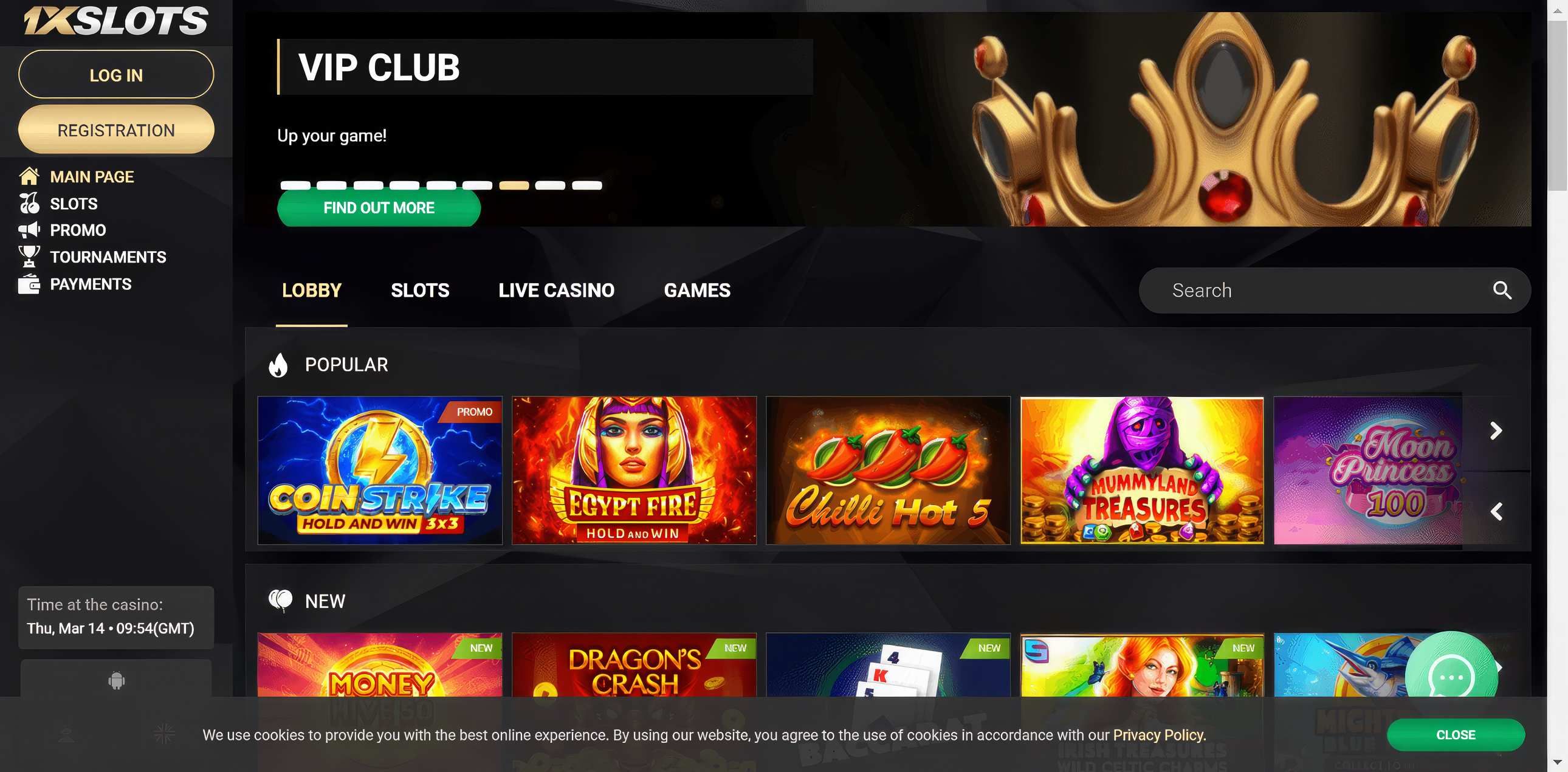 1xSlots desktop screenshot 2