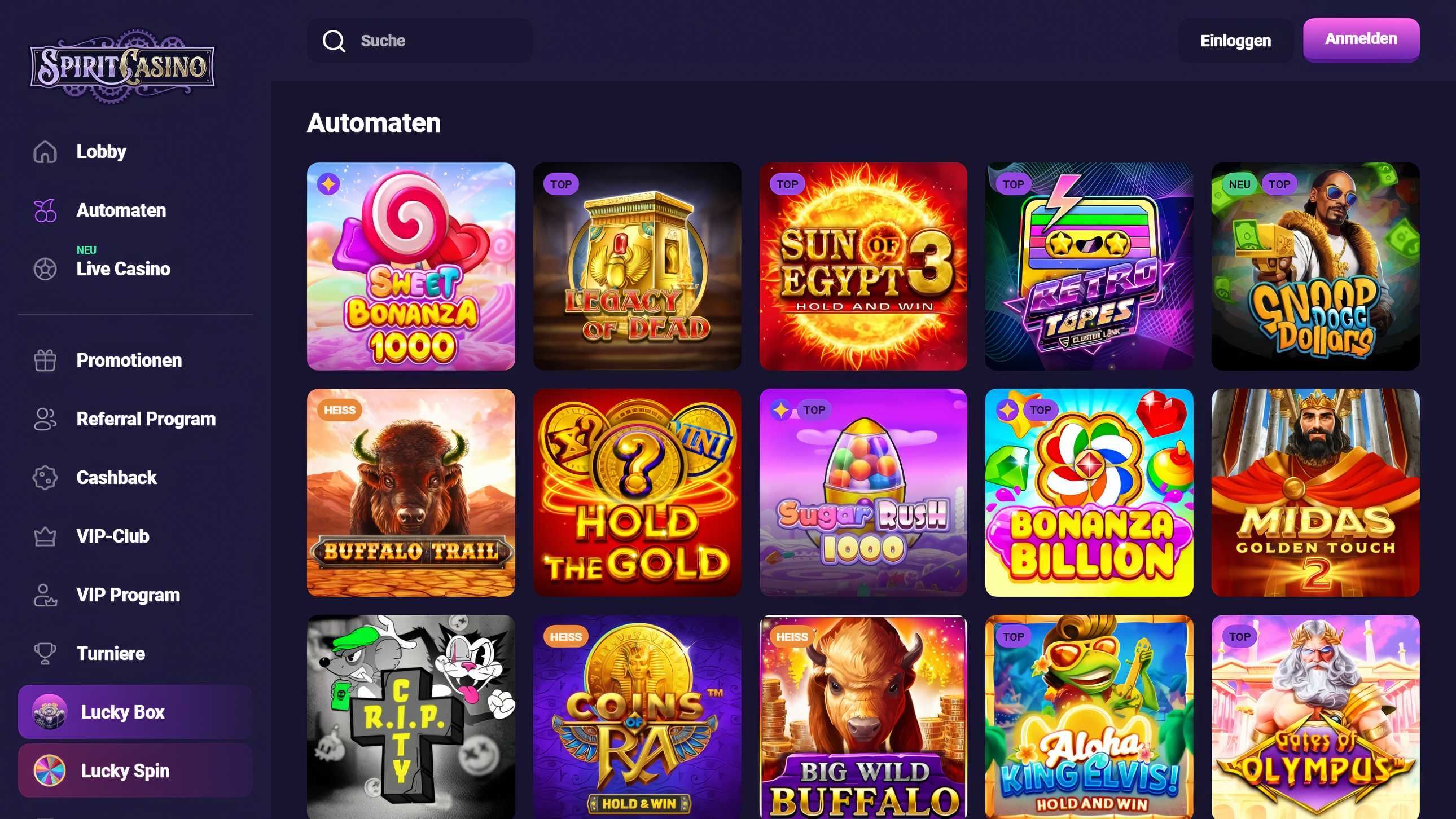 Spirit Casino desktop screenshot 2