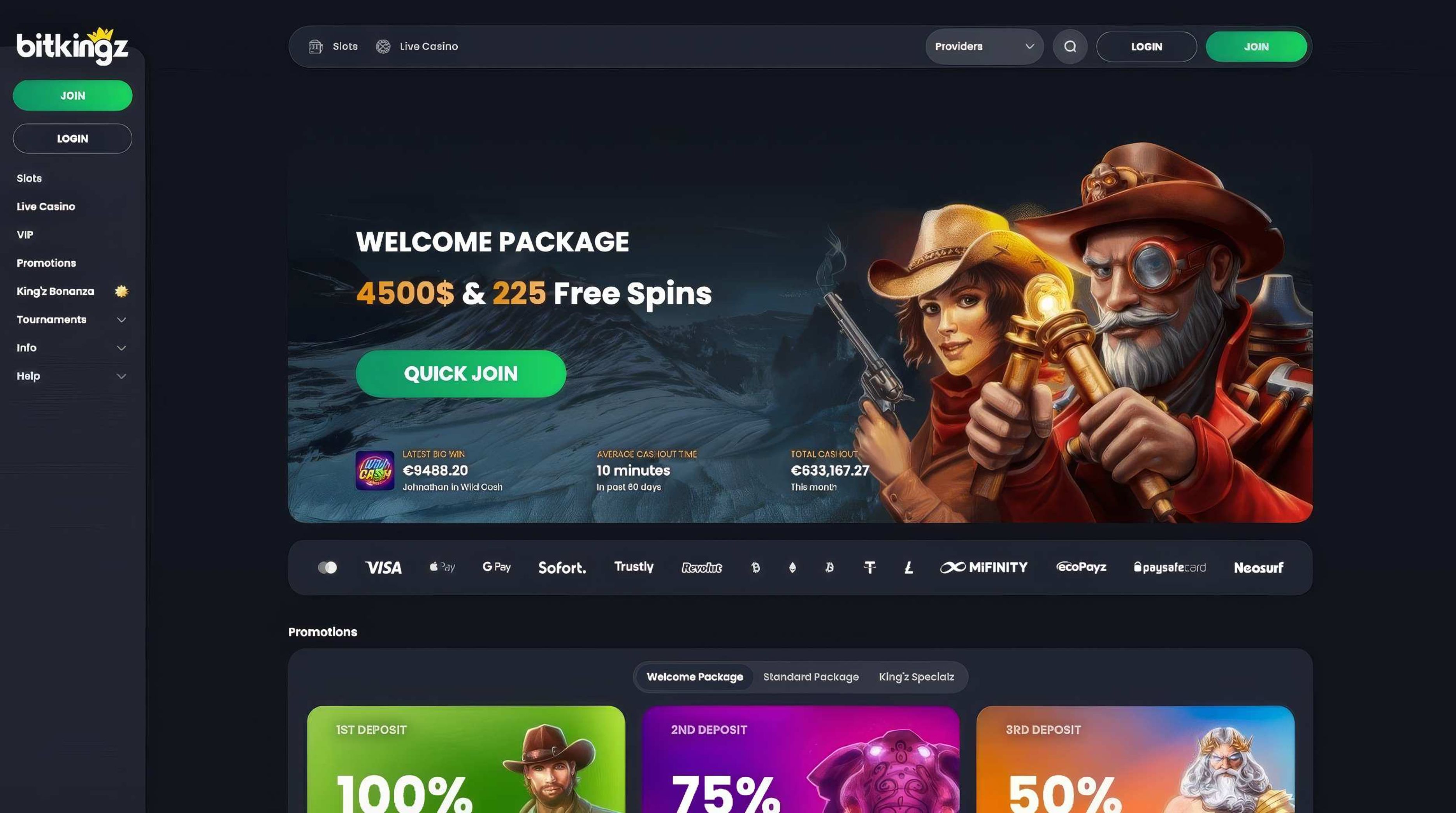 Bitkingz Casino desktop screenshot 1