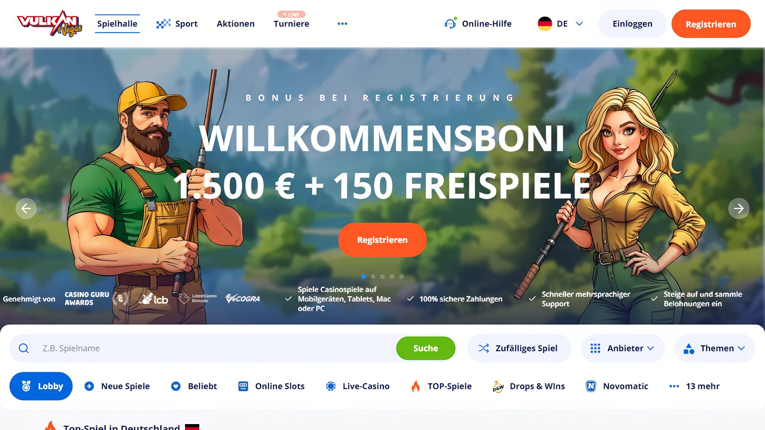 Vulkan Vegas desktop screenshot 1