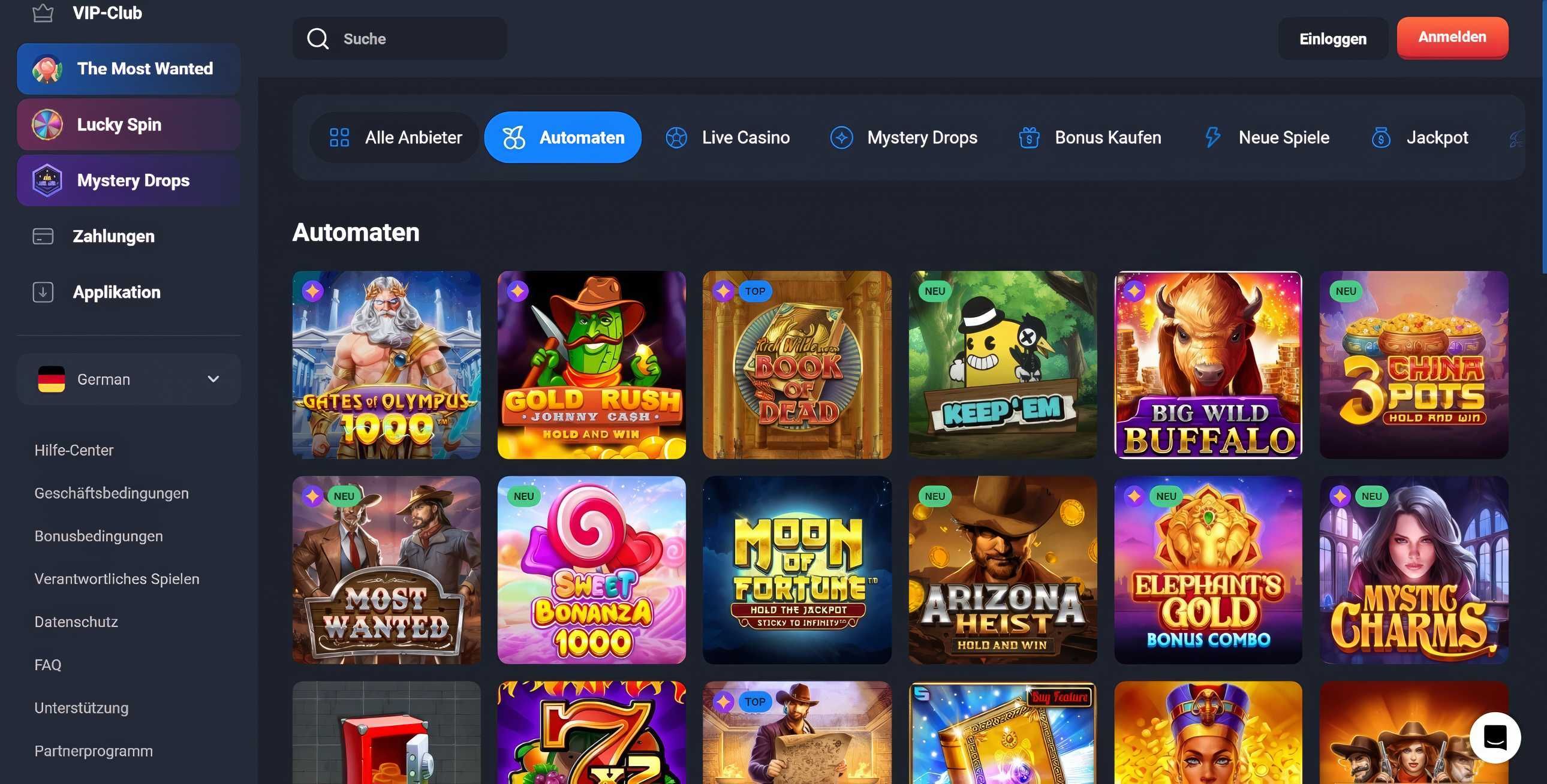 Lucky Hunter Casino desktop screenshot 2
