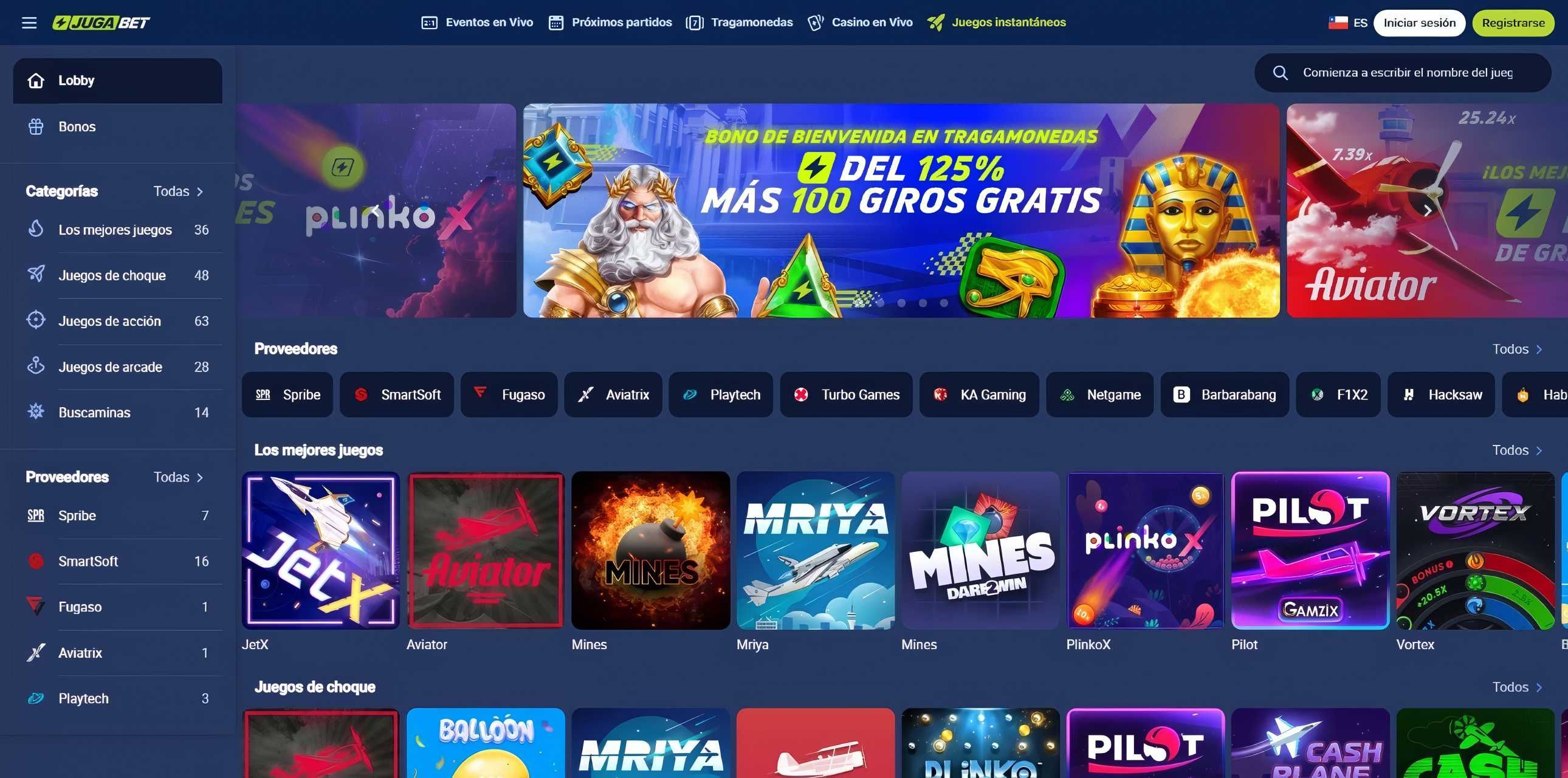 JugaBet desktop screenshot 1