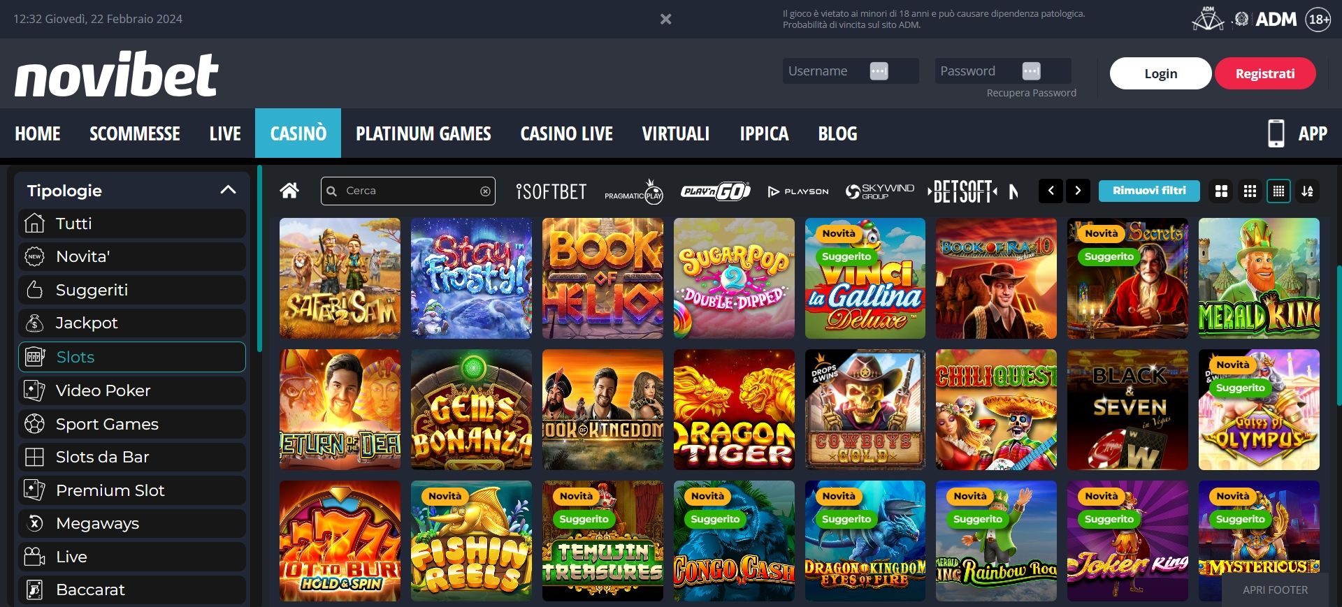 Novibet desktop screenshot 2