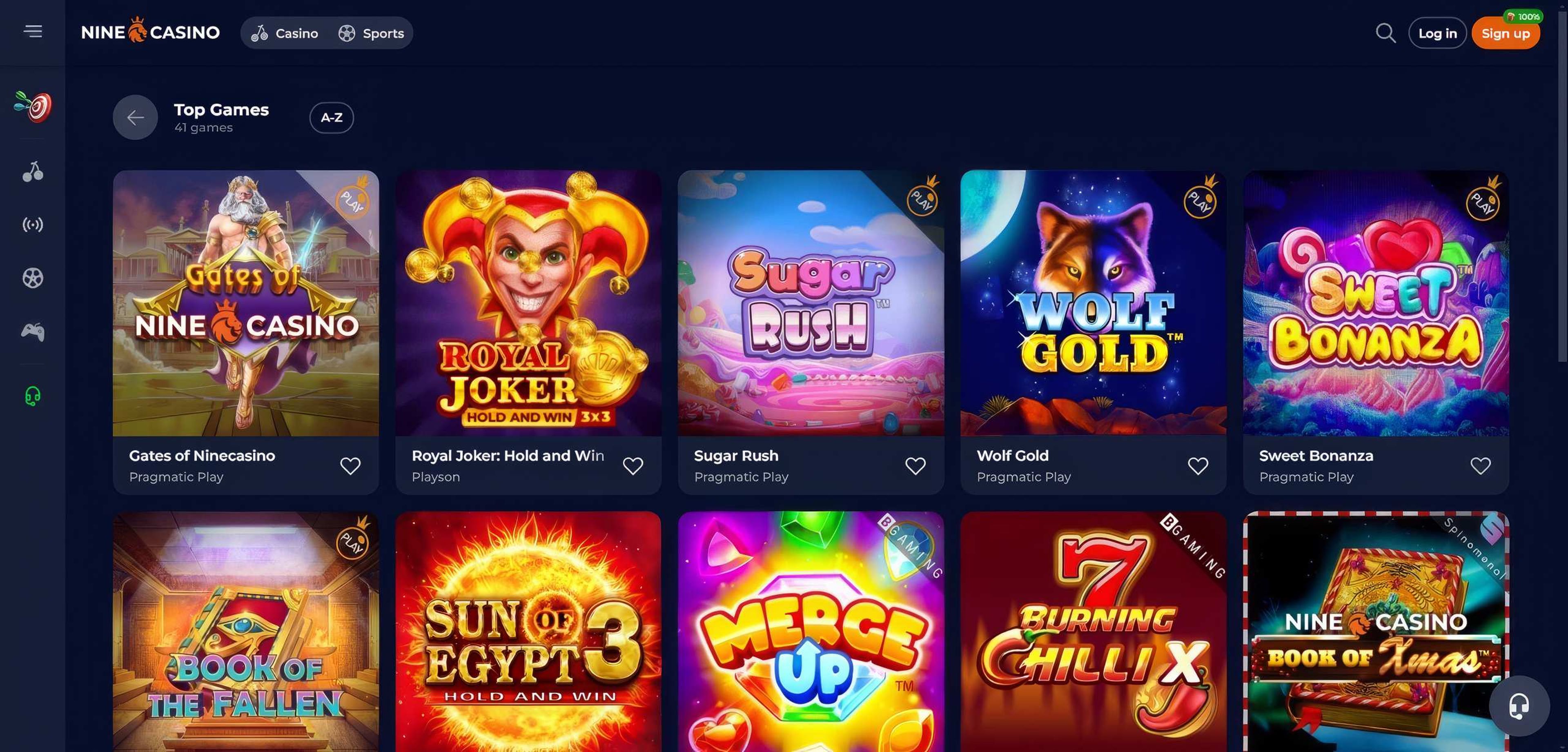 Nine Casino desktop screenshot 2