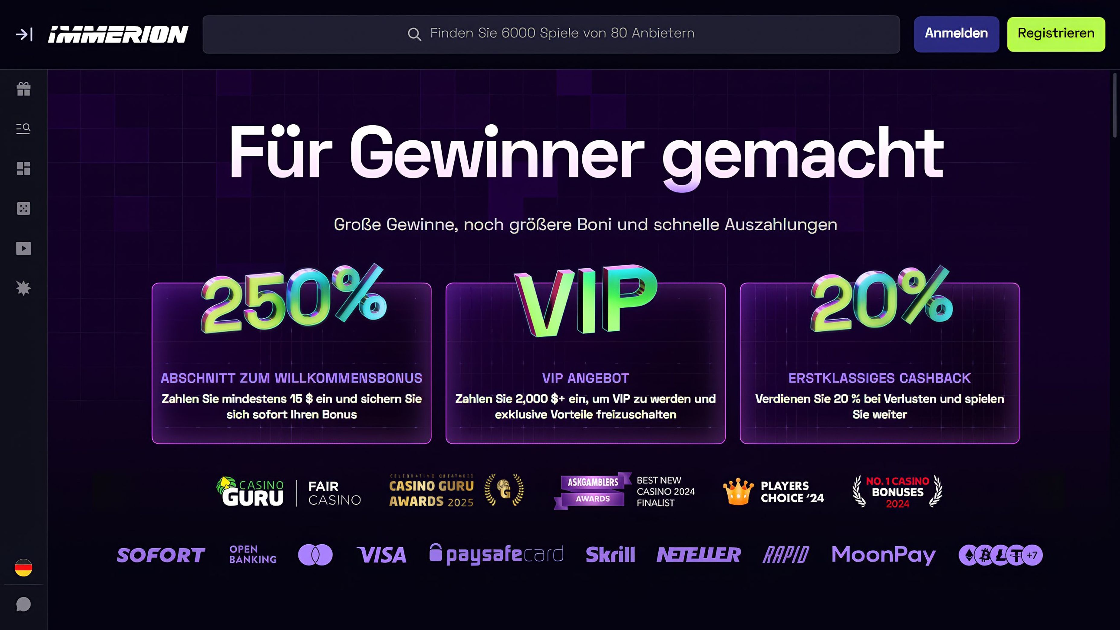 Immerion Casino desktop screenshot 1