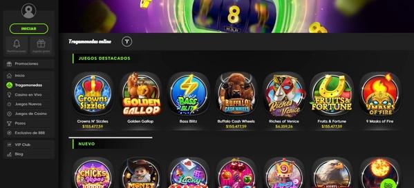 Lobby de slots de 888casino