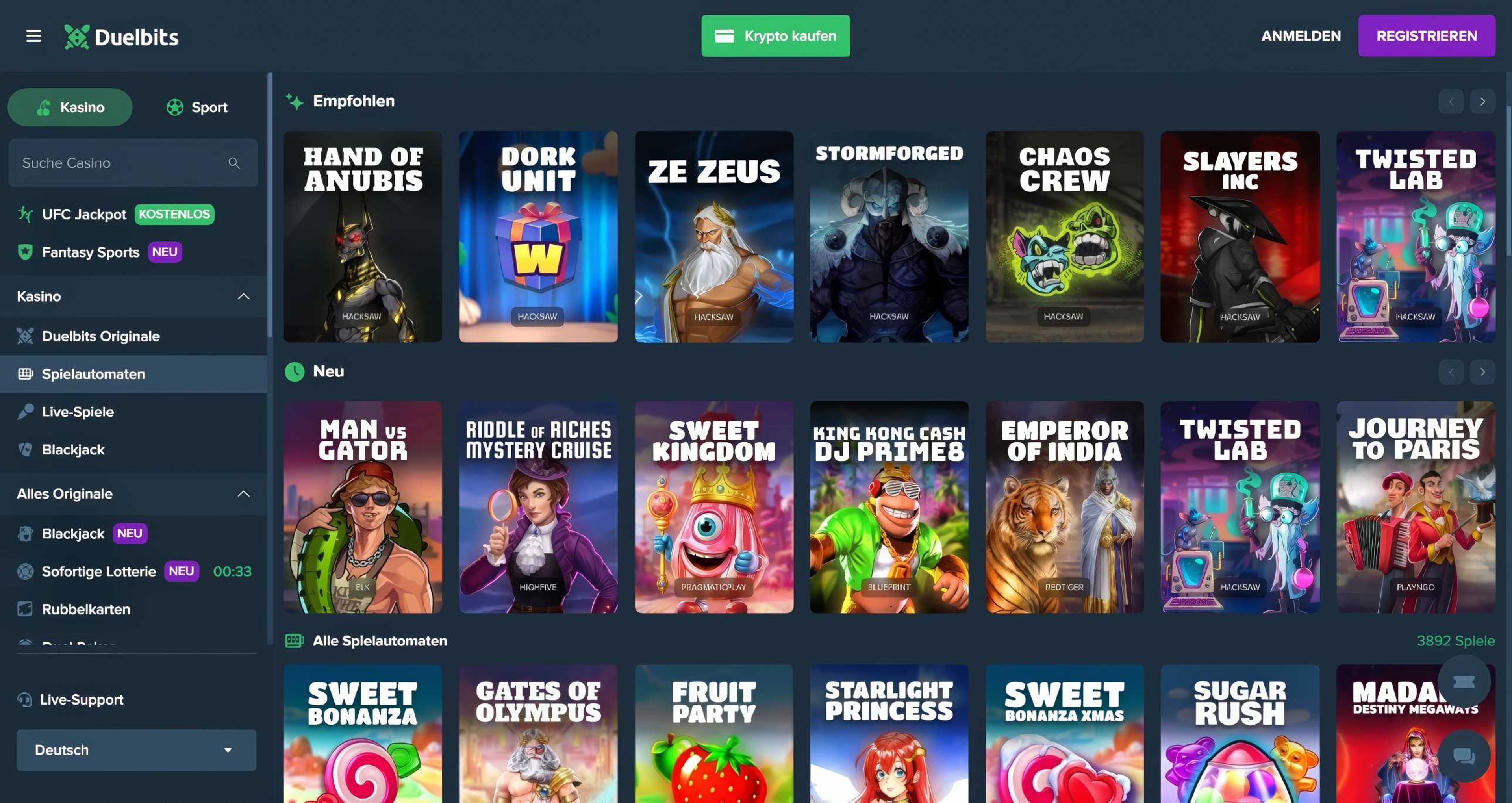 Duelbits desktop screenshot 2