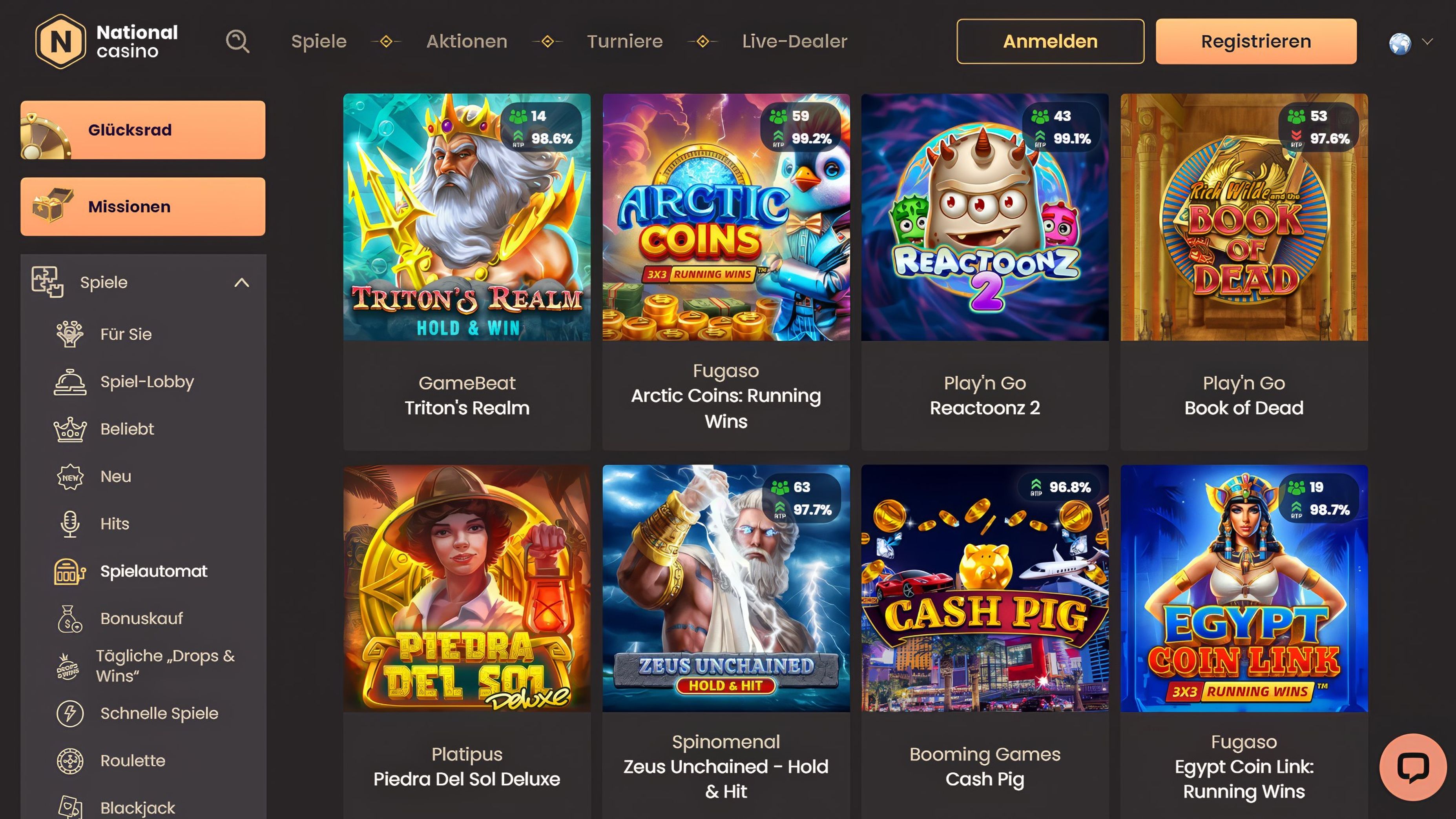 National Casino desktop screenshot 2