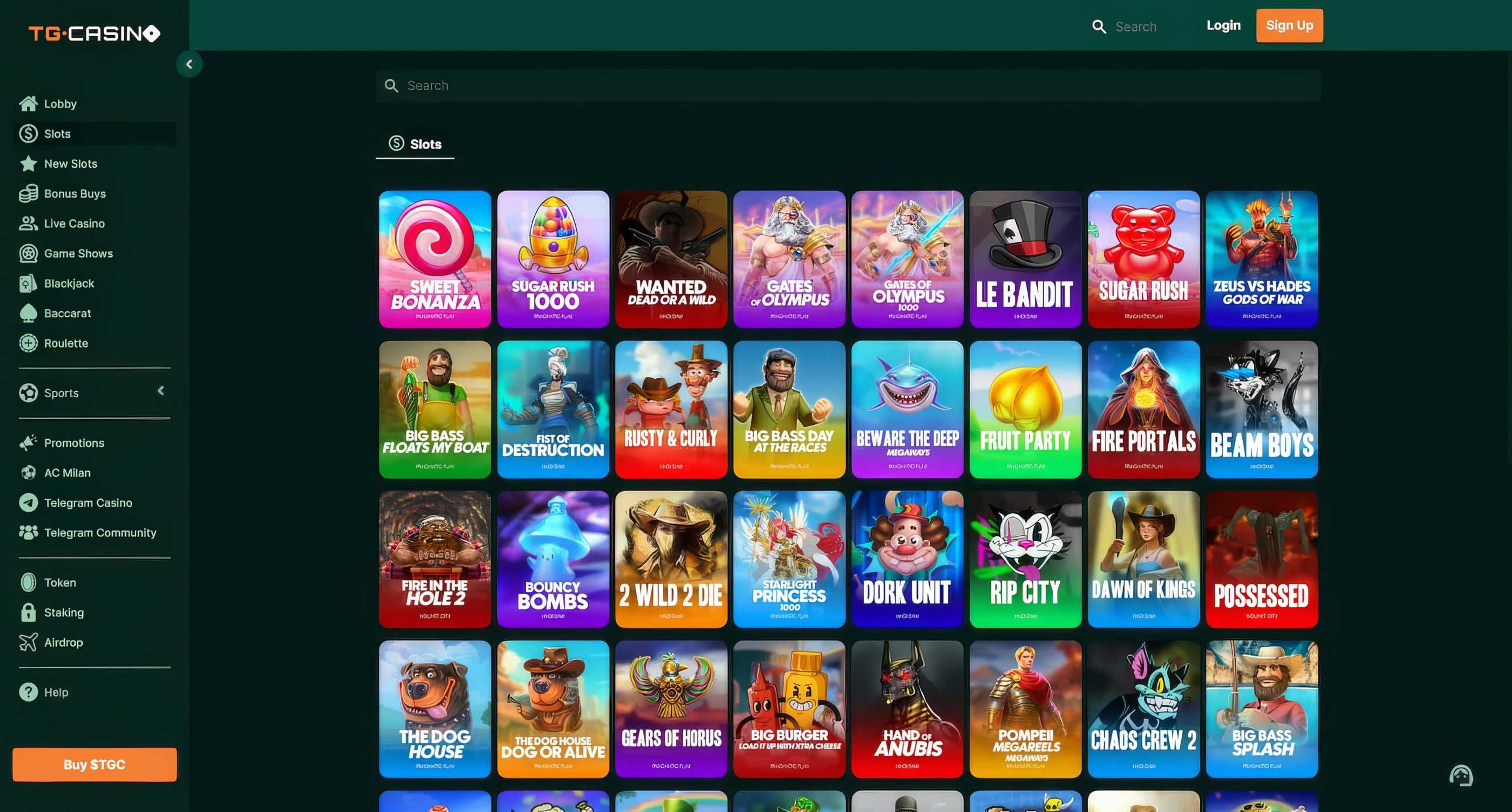 TG Casino desktop screenshot 2