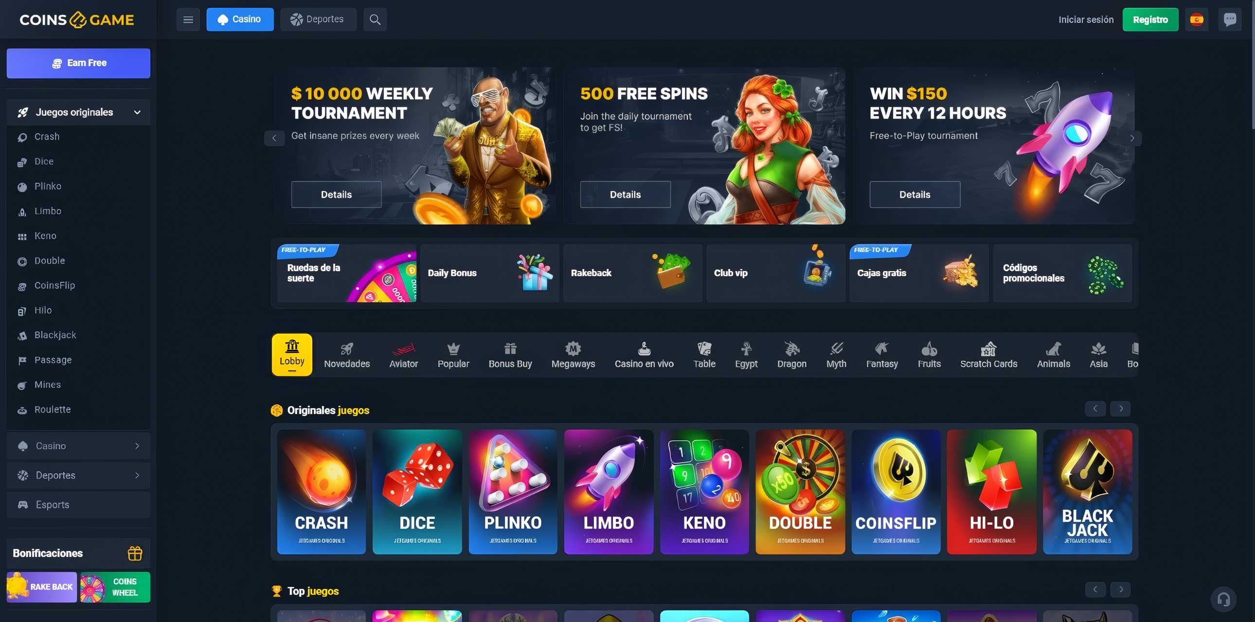 Coins.game desktop screenshot 2