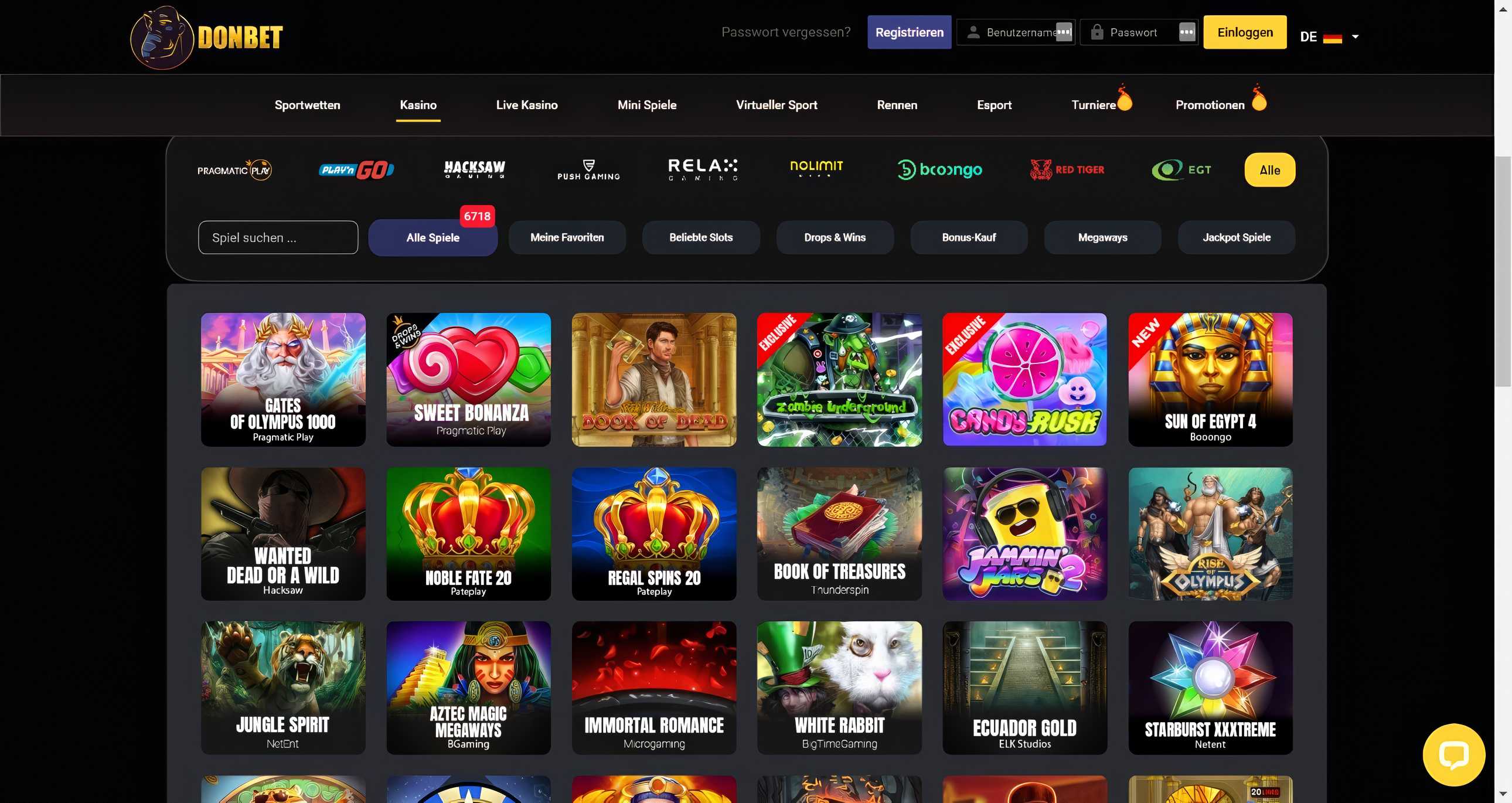 Donbet Casino Slots Desktop