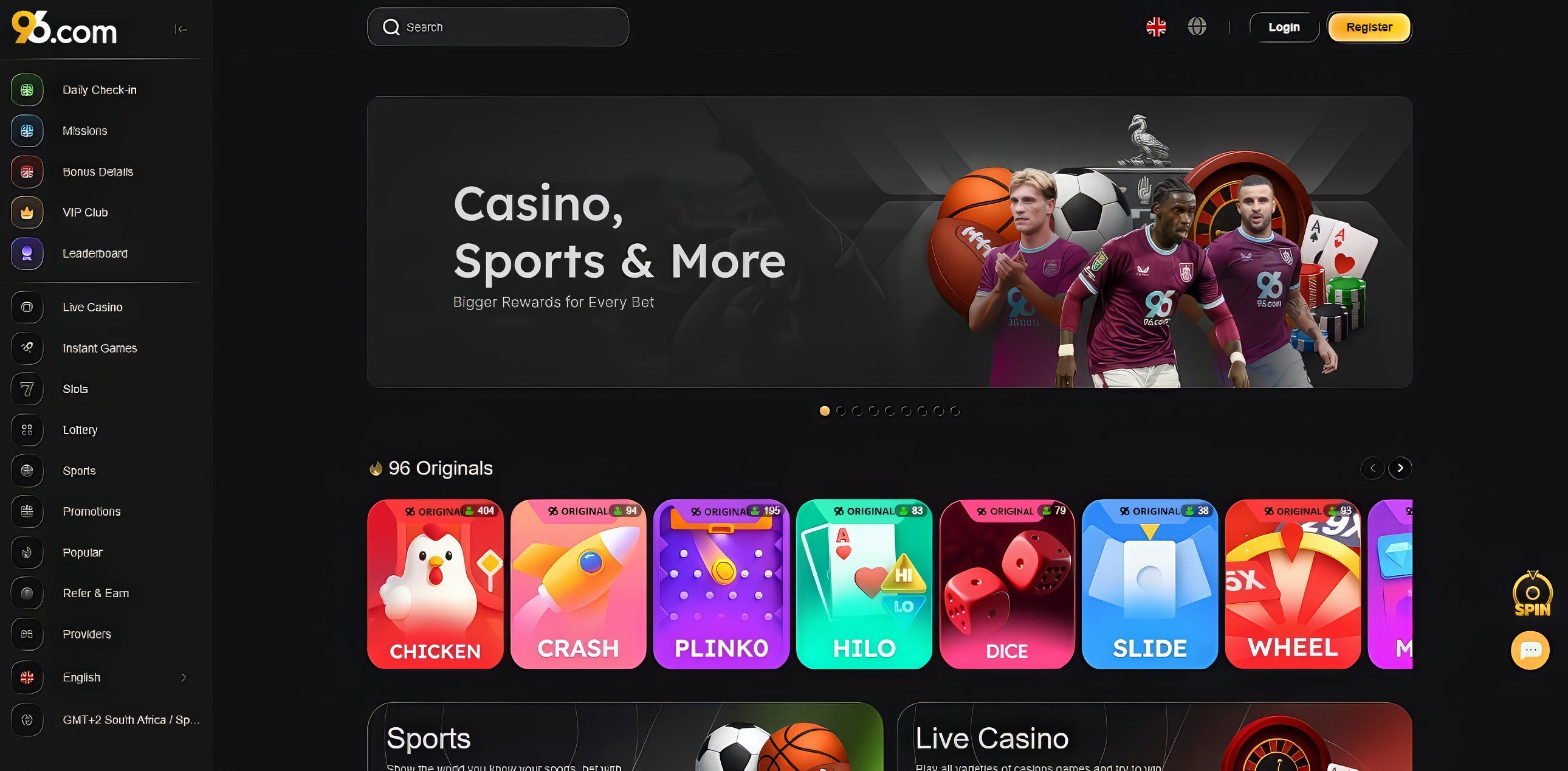 96.com desktop screenshot 1