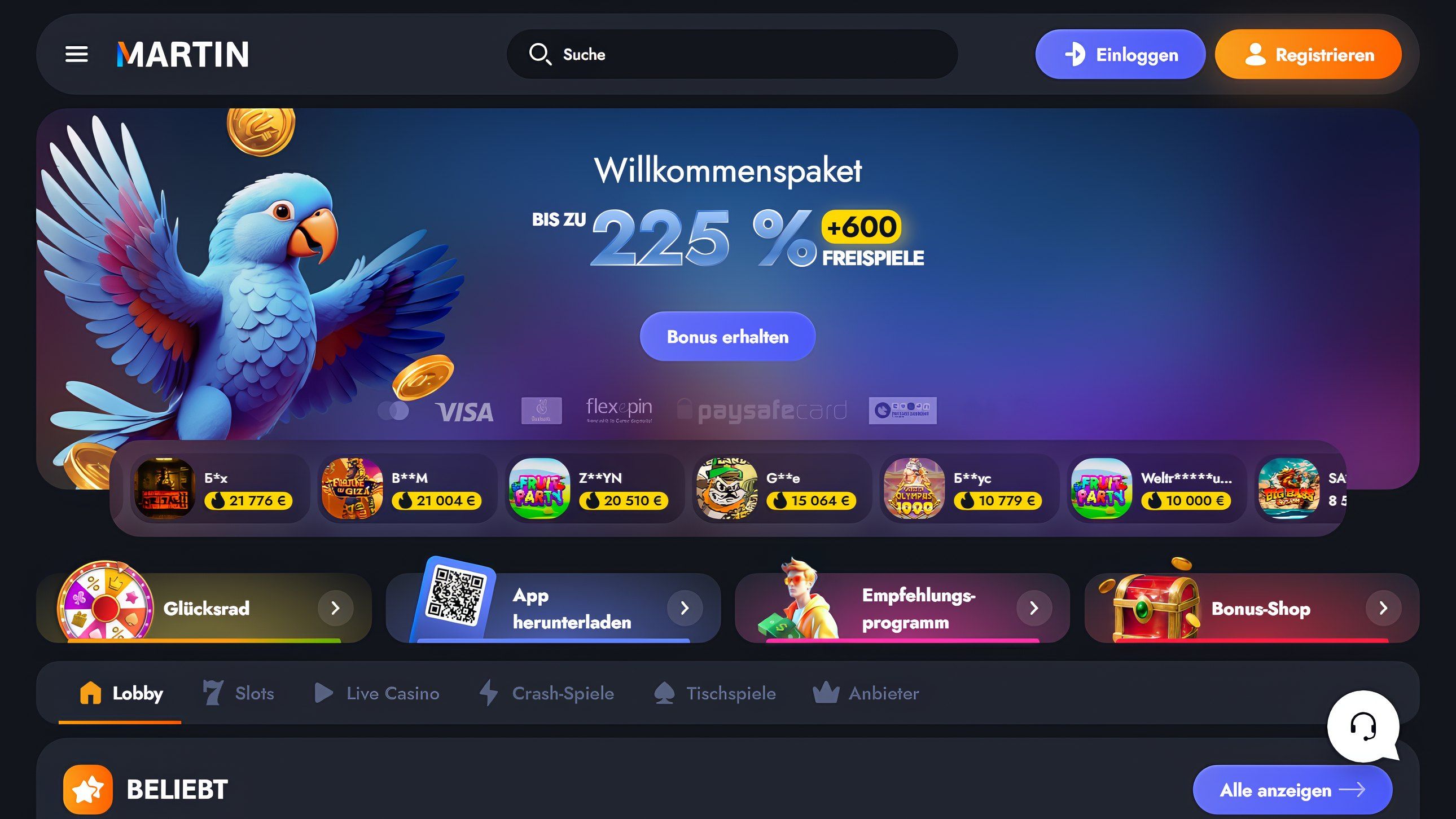 Martin Casino desktop screenshot 1