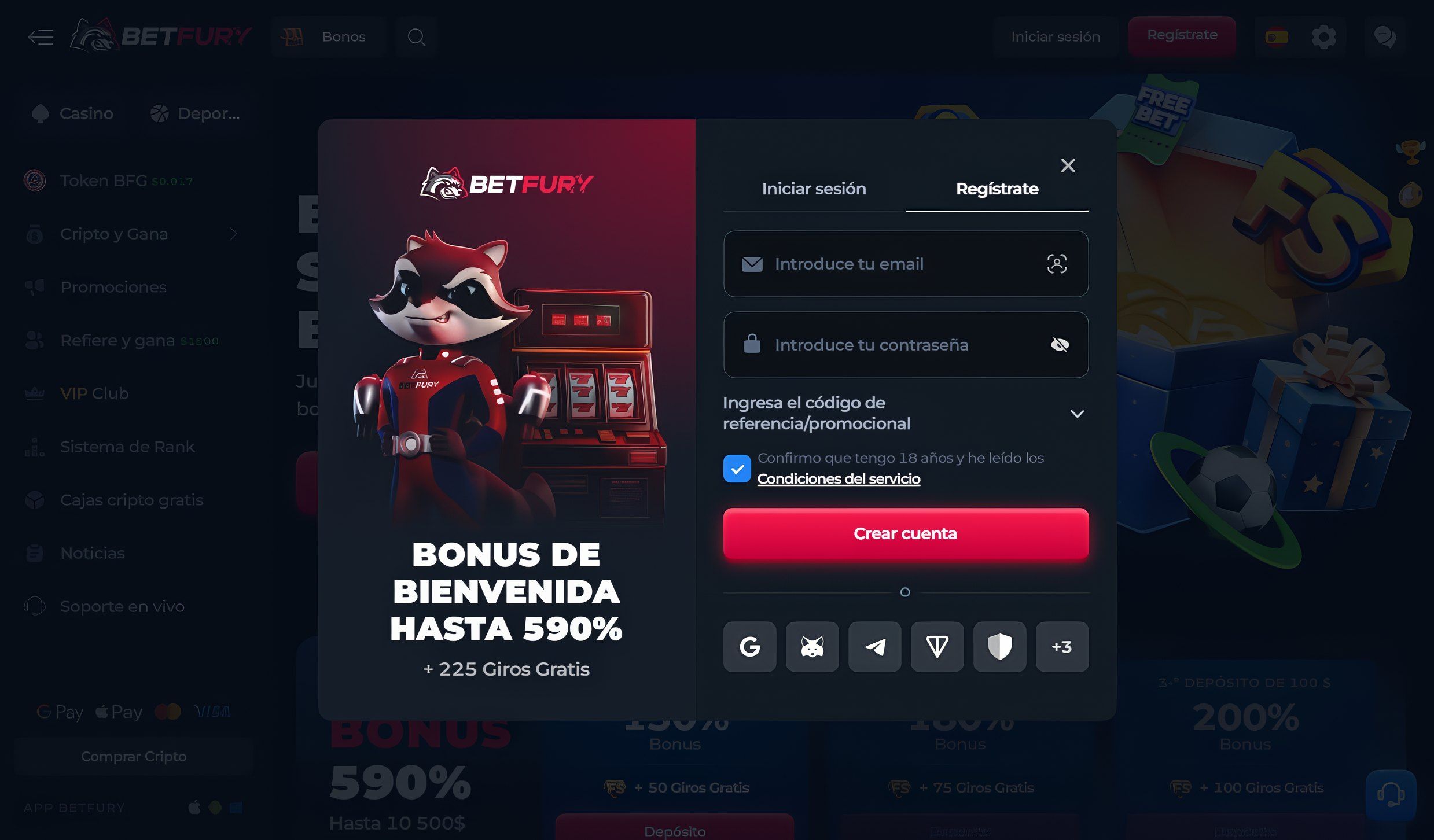 Betfury desktop screenshot 2