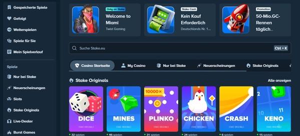 Stake.eu Startseite Desktop