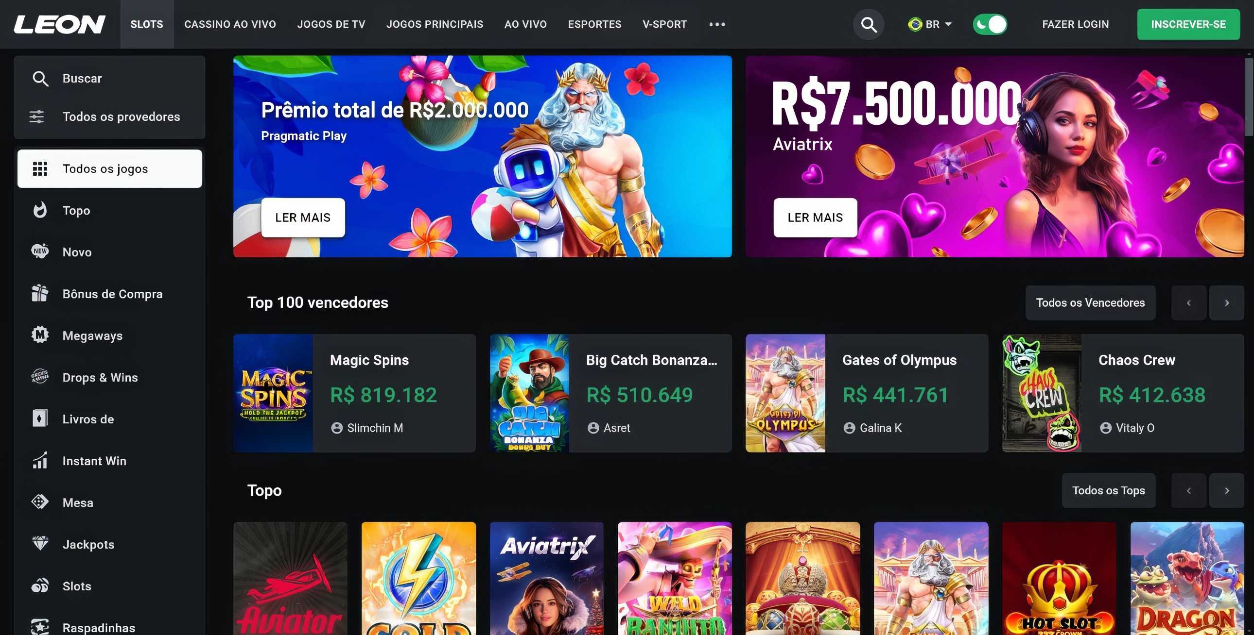 Leon casino desktop screenshot 1