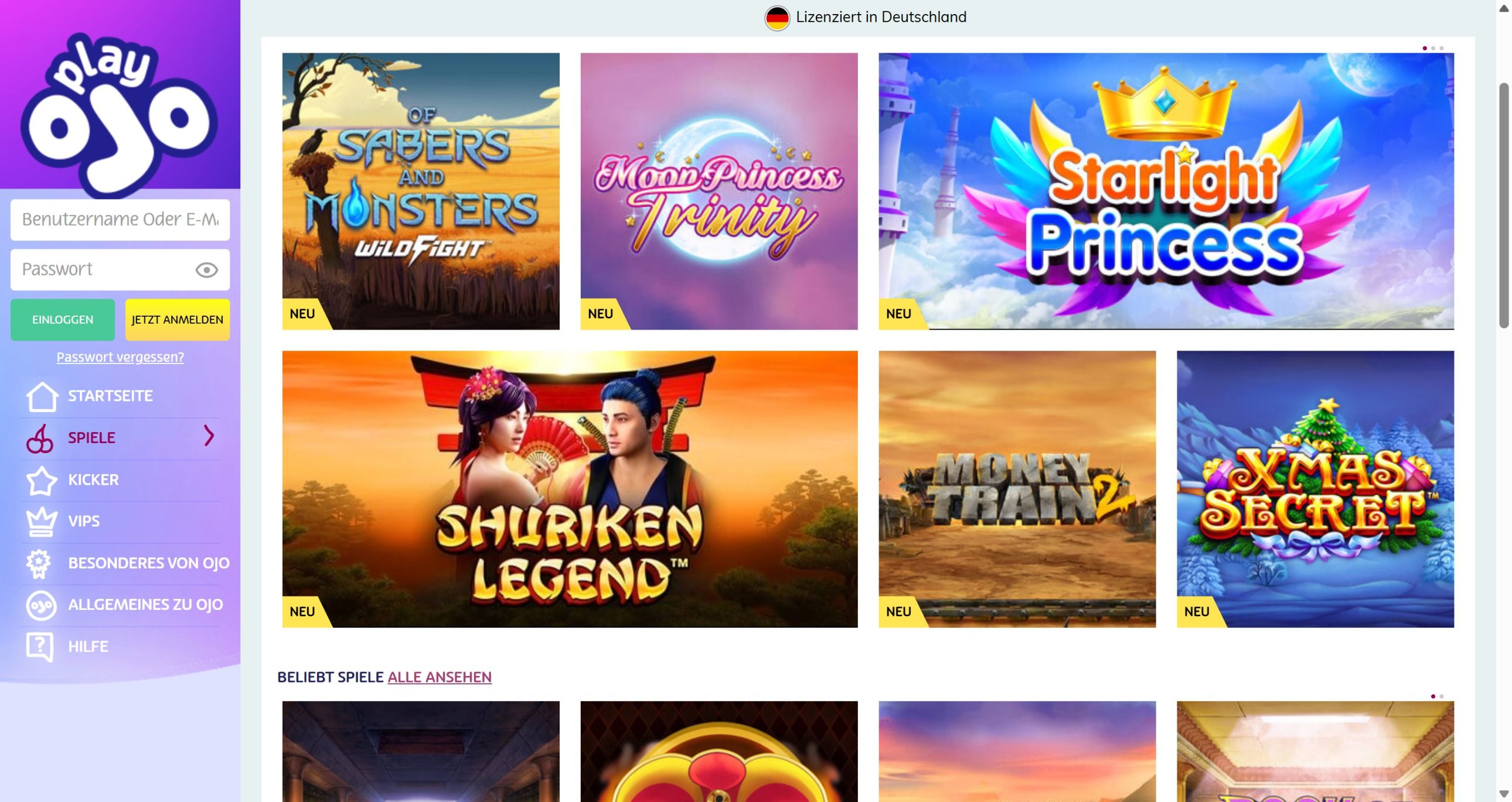 PlayOJO desktop screenshot 2