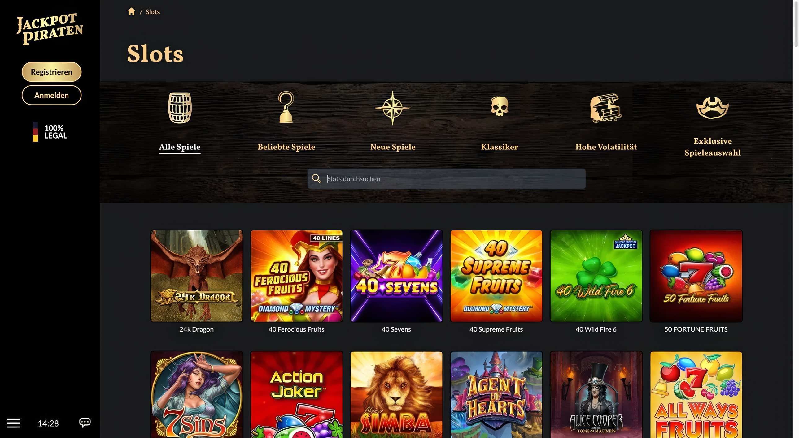 Jackpotpiraten desktop screenshot 2