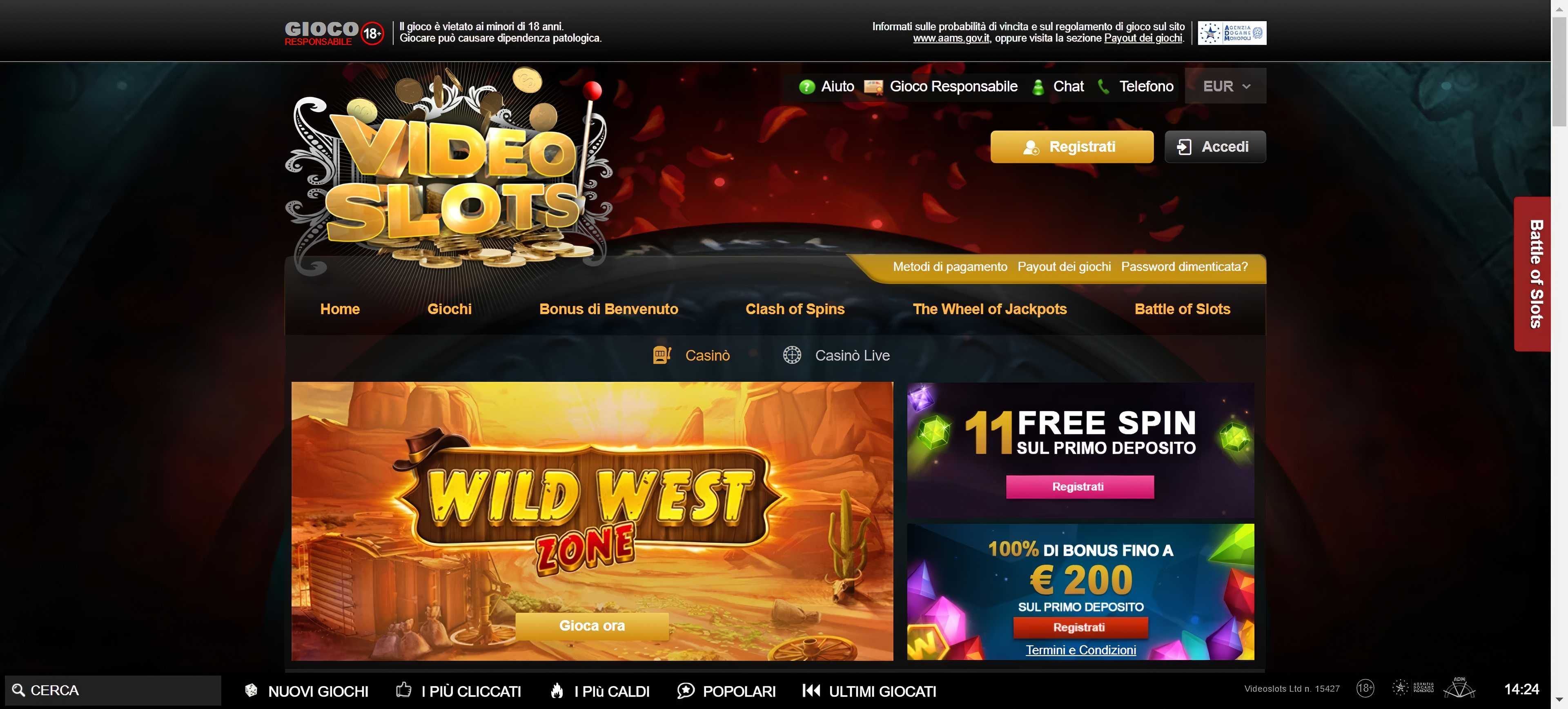 Videoslots desktop screenshot 2