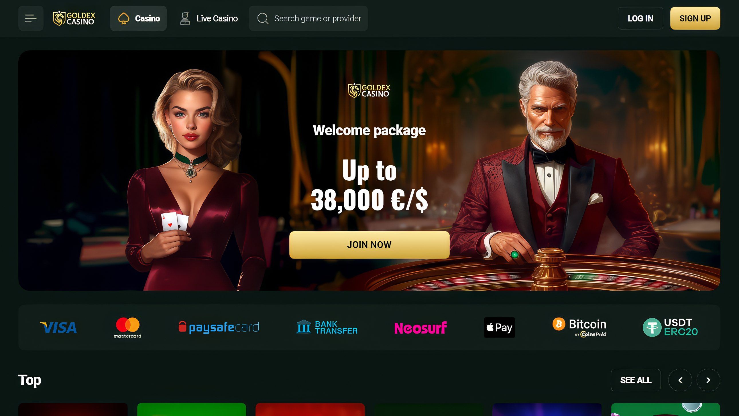 Goldex Casino desktop screenshot 1