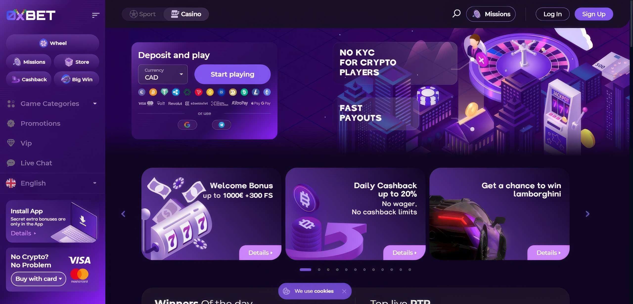 0xbet desktop screenshot 1