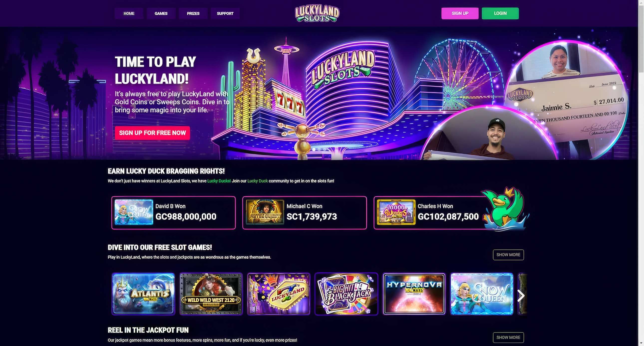 LuckyLand Slots desktop screenshot 1