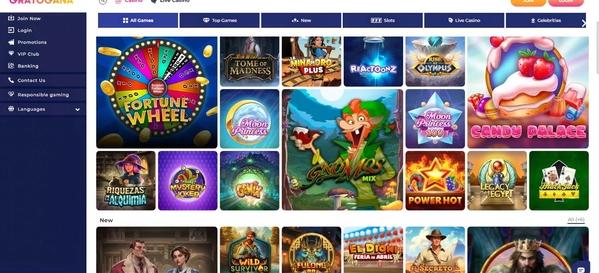 Sección de tragamonedas de GratoGana