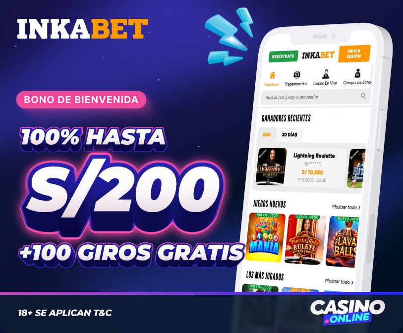 Bono de bienvenida de InkaBet Casino Perú.