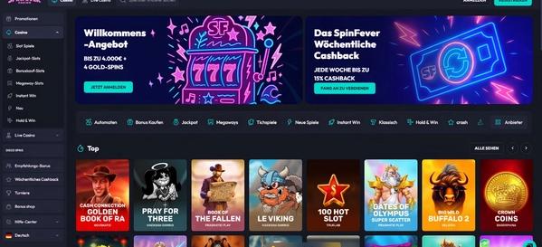 Spin Fever Homepage Desktop